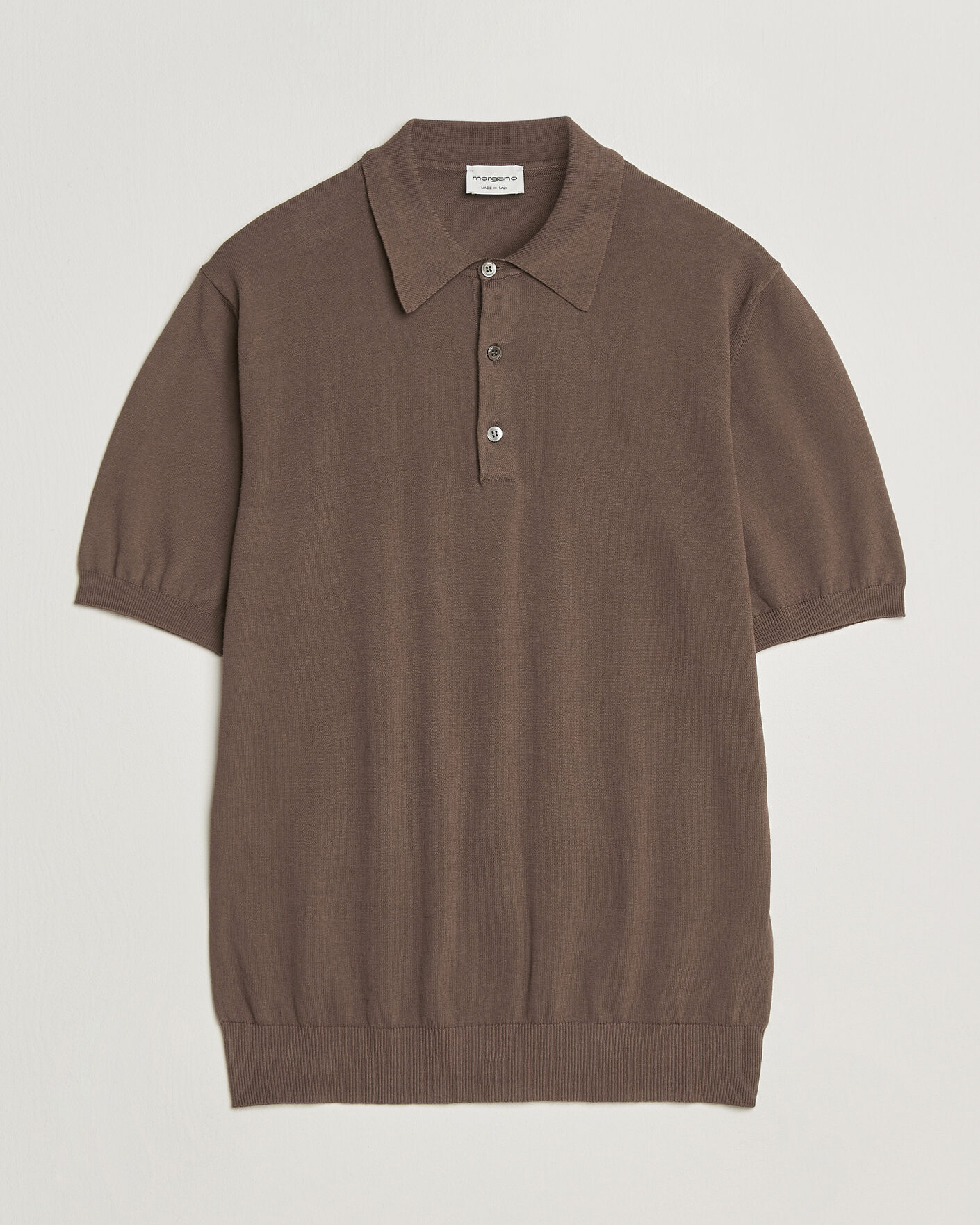 Herre | Polotrøjer | Morgano | Knitted Cotton Crepe Polo Brown