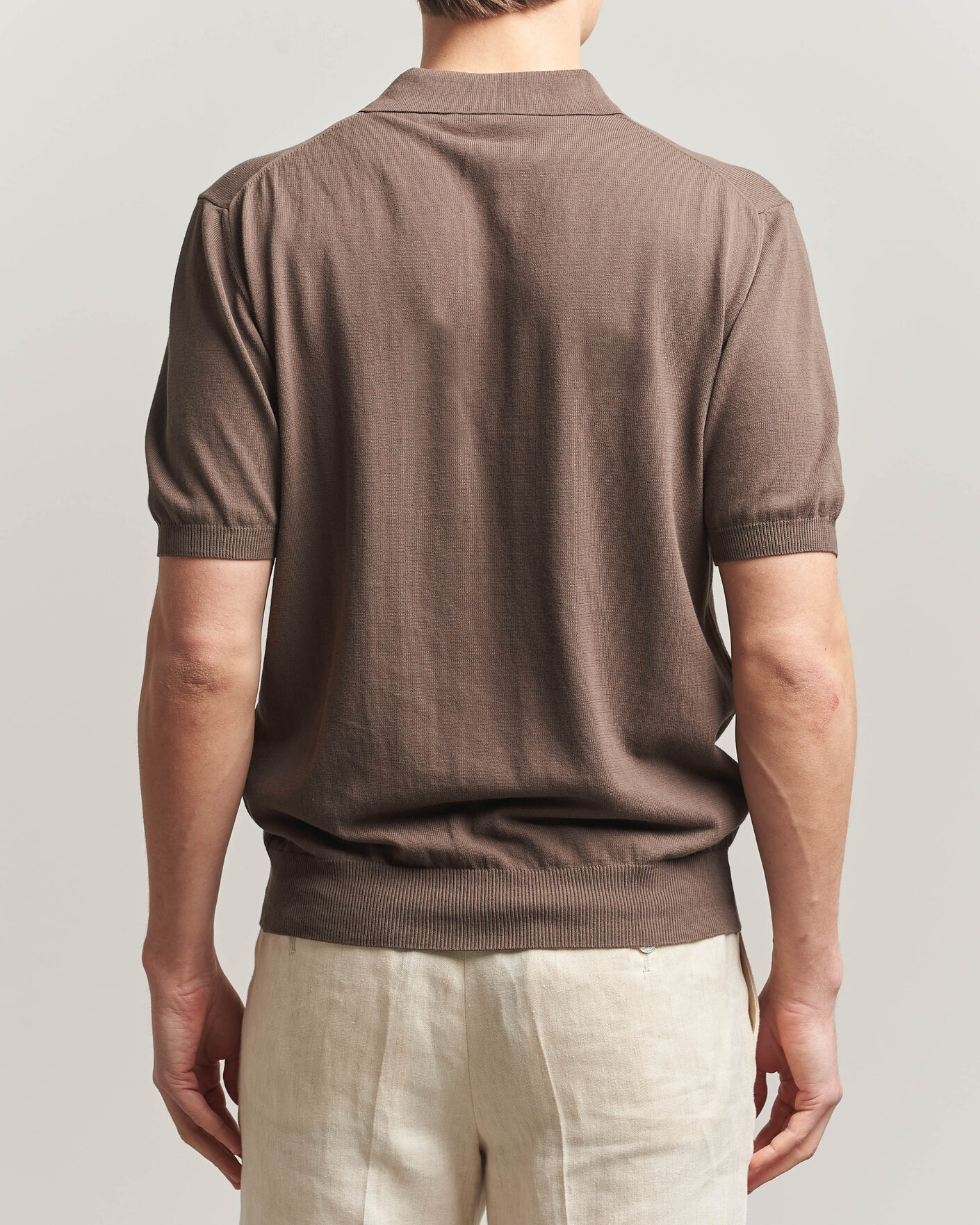 Herre | Polotrøjer | Morgano | Knitted Cotton Crepe Polo Brown