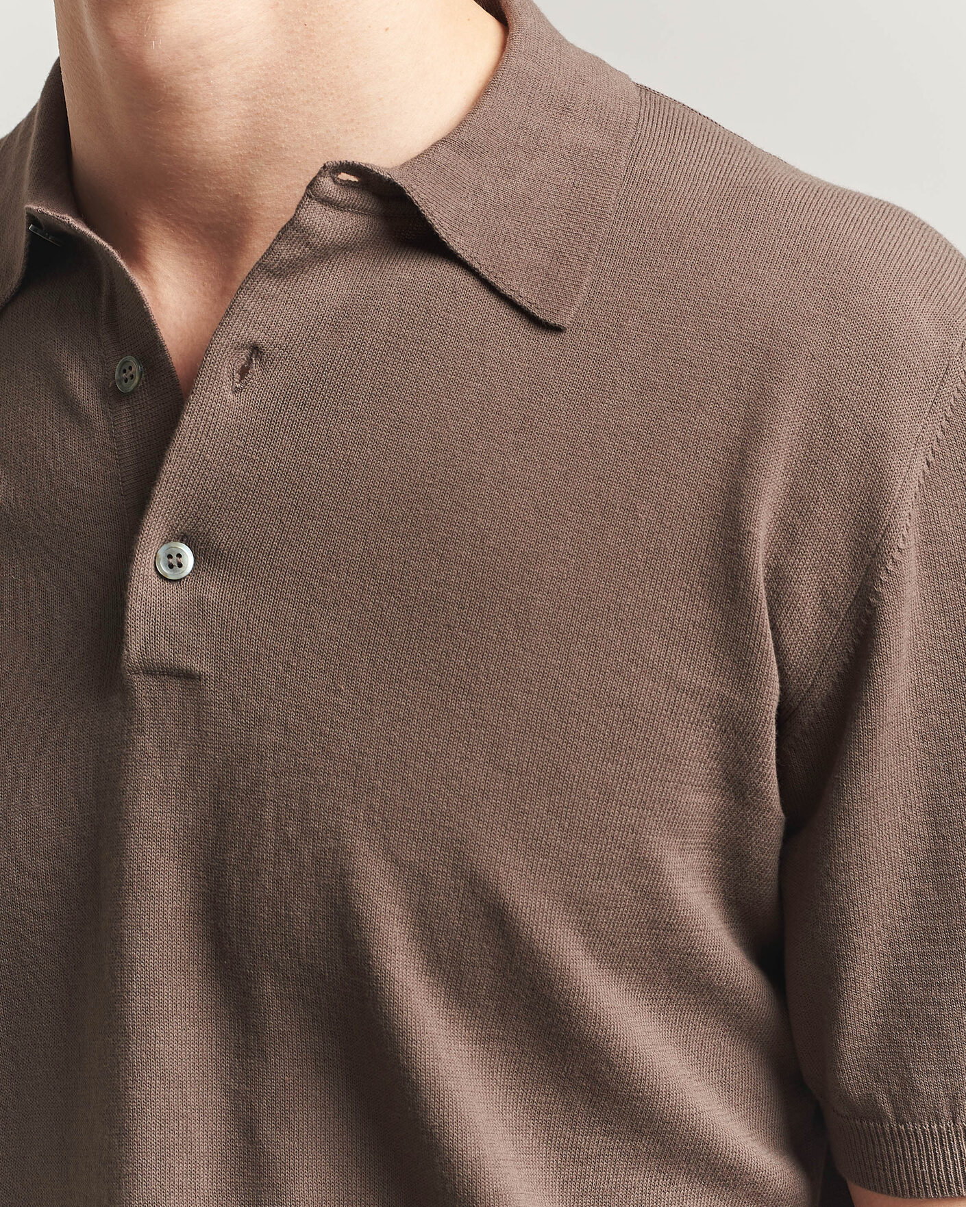 Herre | Polotrøjer | Morgano | Knitted Cotton Crepe Polo Brown