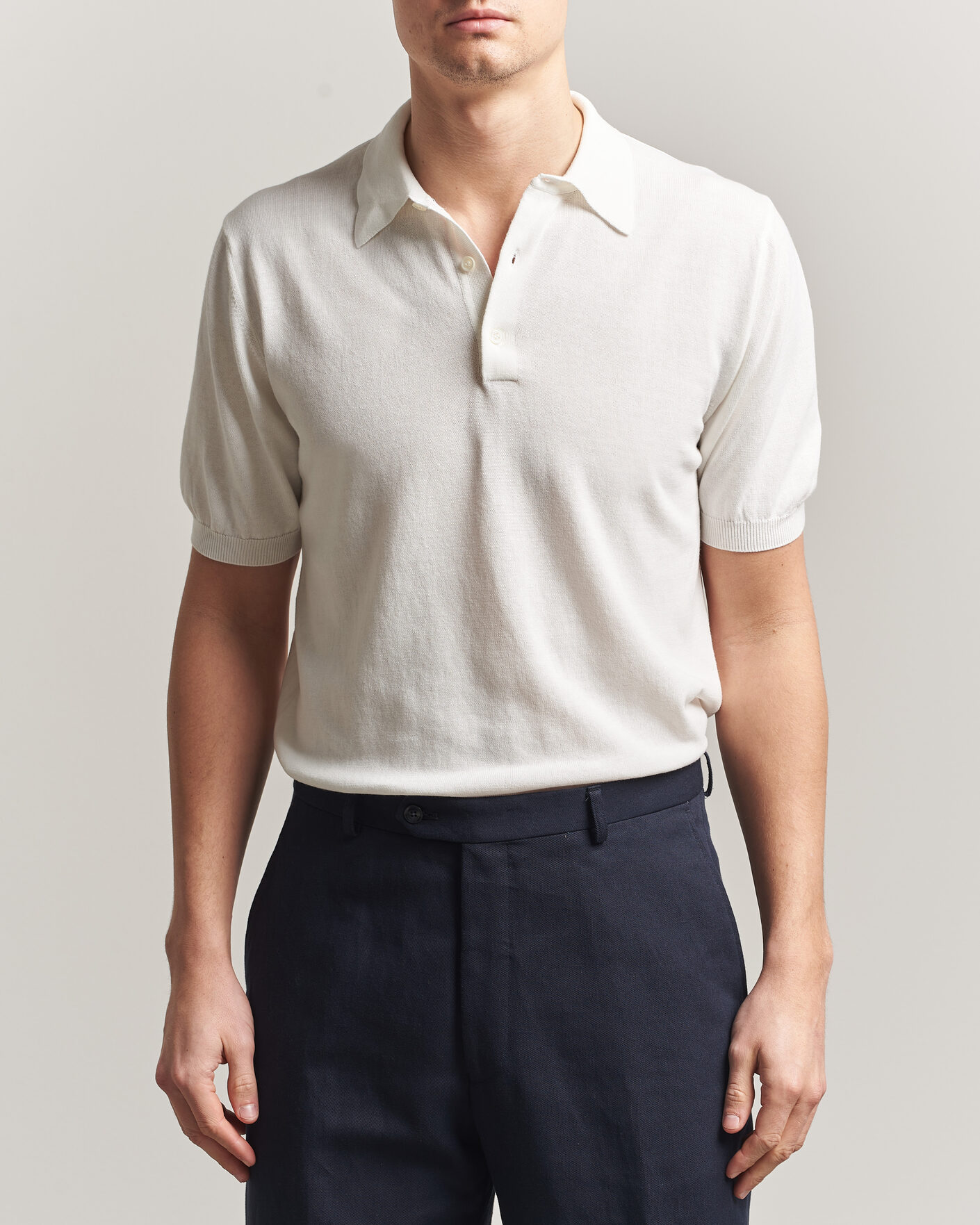 Herre | Polotrøjer | Morgano | Knitted Cotton Crepe Polo Latte