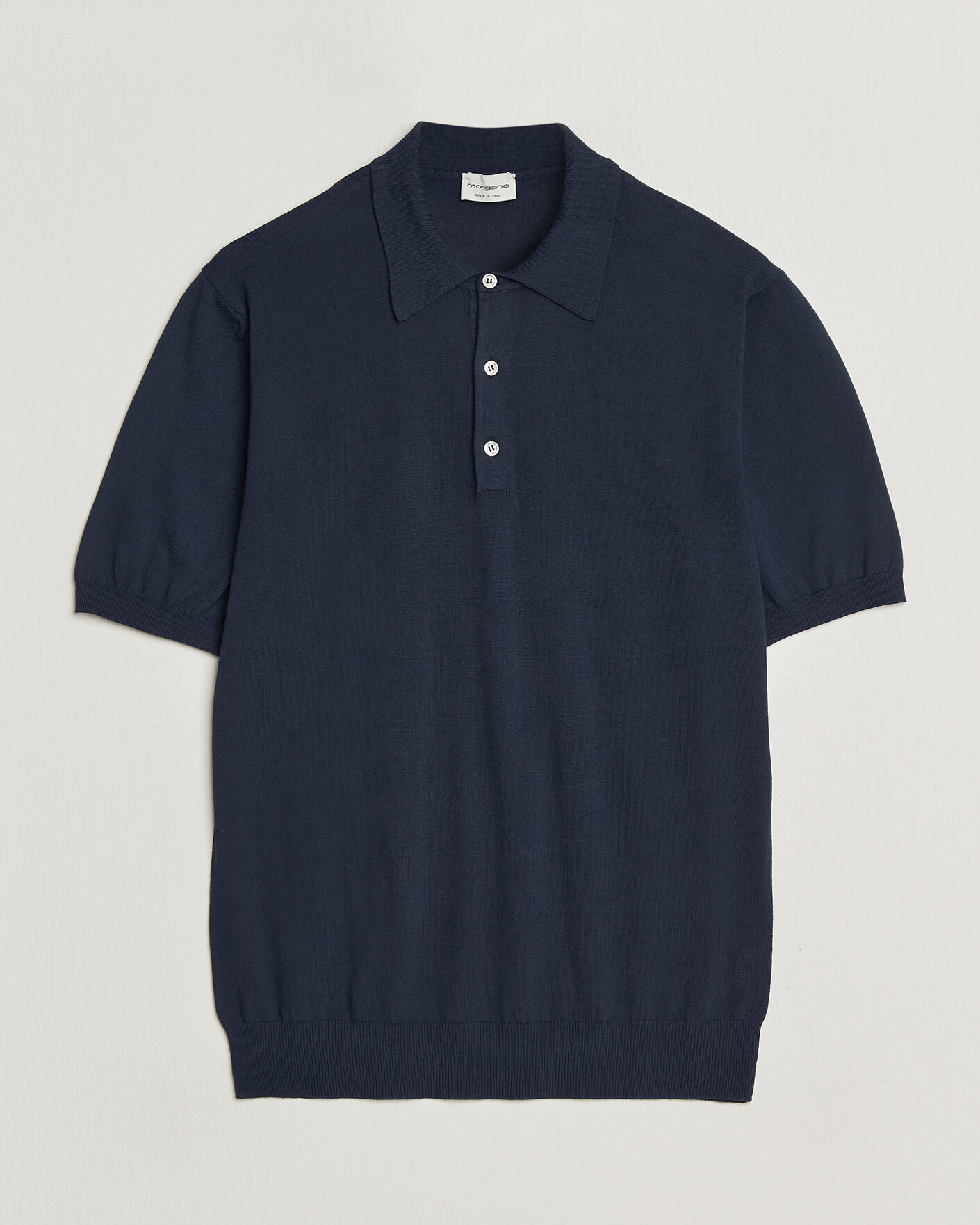 Herre | Polotrøjer | Morgano | Knitted Cotton Crepe Polo Navy