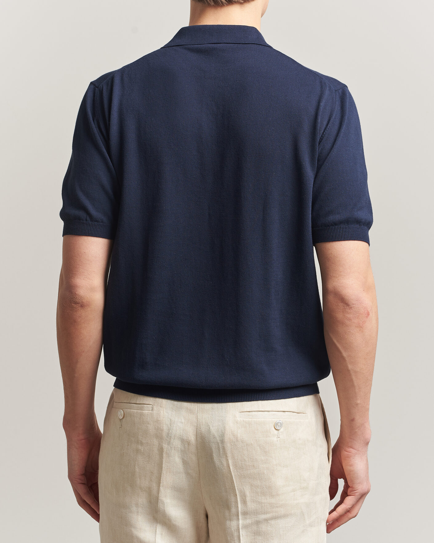 Herre | Polotrøjer | Morgano | Knitted Cotton Crepe Polo Navy