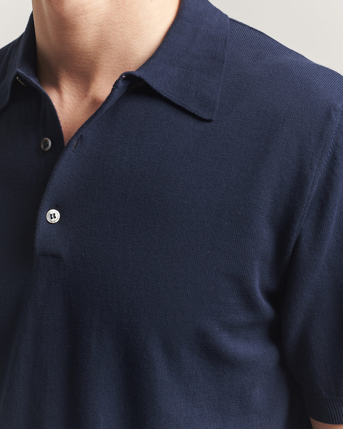 Herre | Polotrøjer | Morgano | Knitted Cotton Crepe Polo Navy