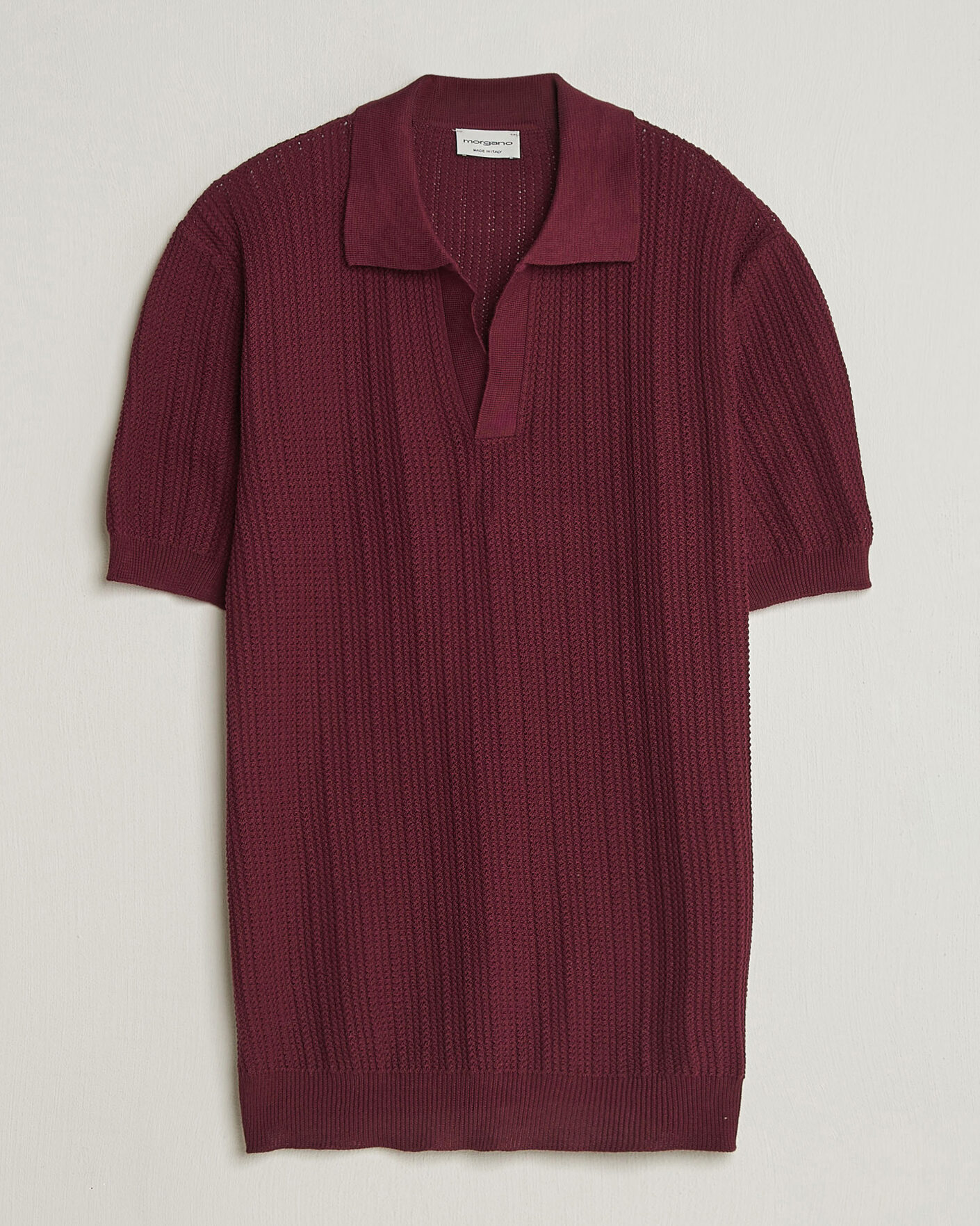 Herre | Polotrøjer | Morgano | Structured Knitted Polo Burgundy