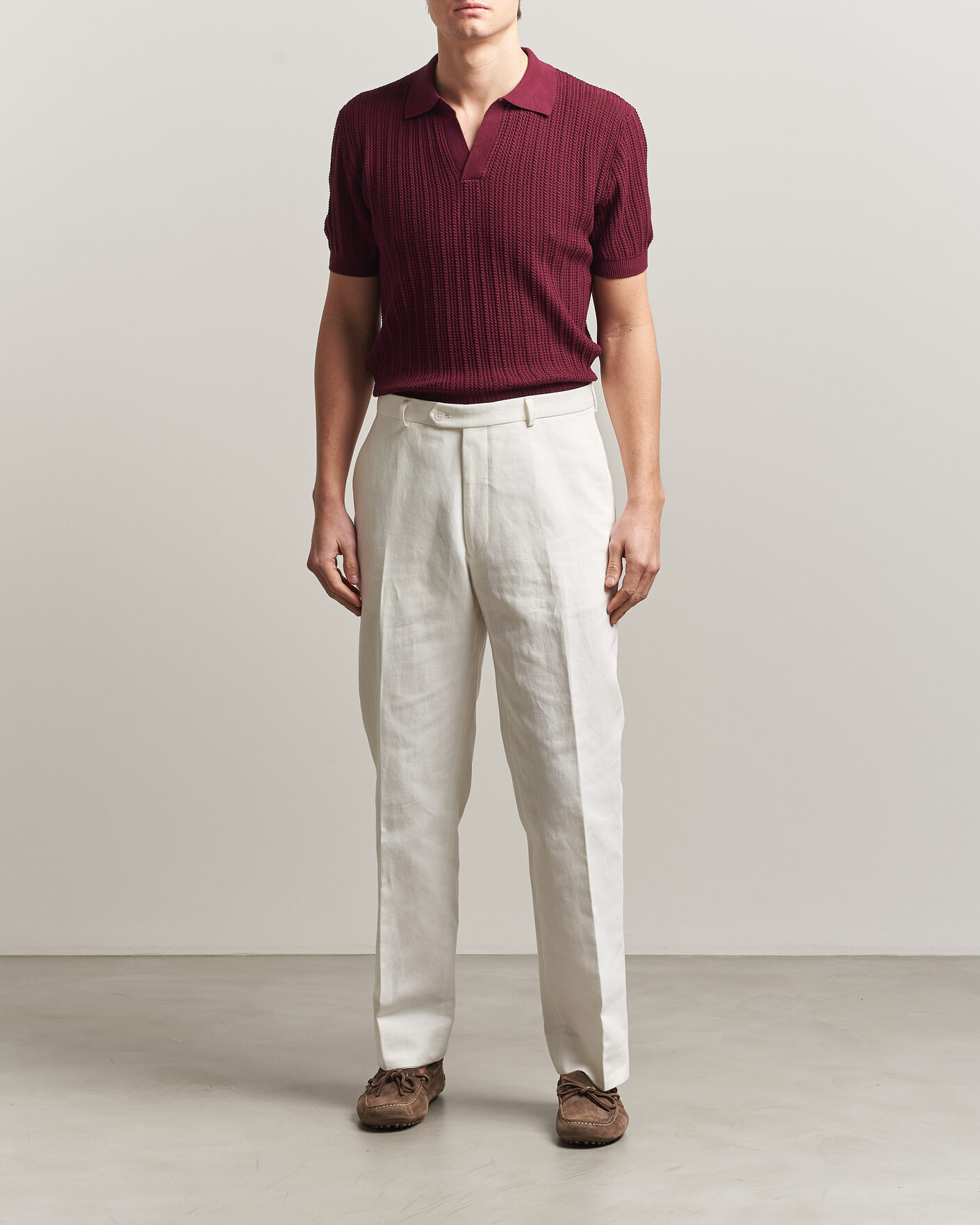 Herre | Polotrøjer | Morgano | Structured Knitted Polo Burgundy