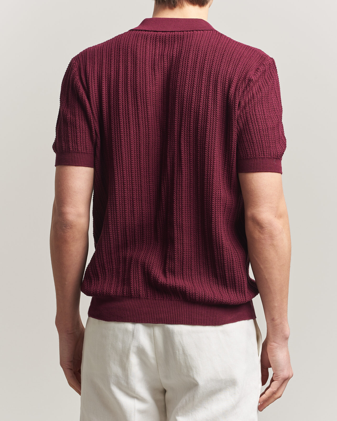 Herre | Polotrøjer | Morgano | Structured Knitted Polo Burgundy