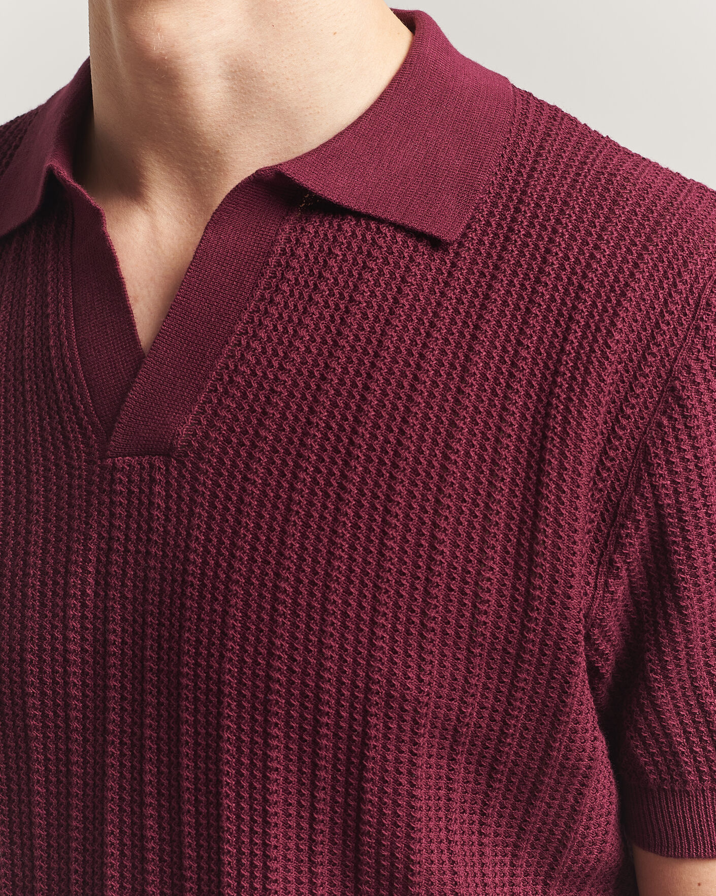Herre | Polotrøjer | Morgano | Structured Knitted Polo Burgundy