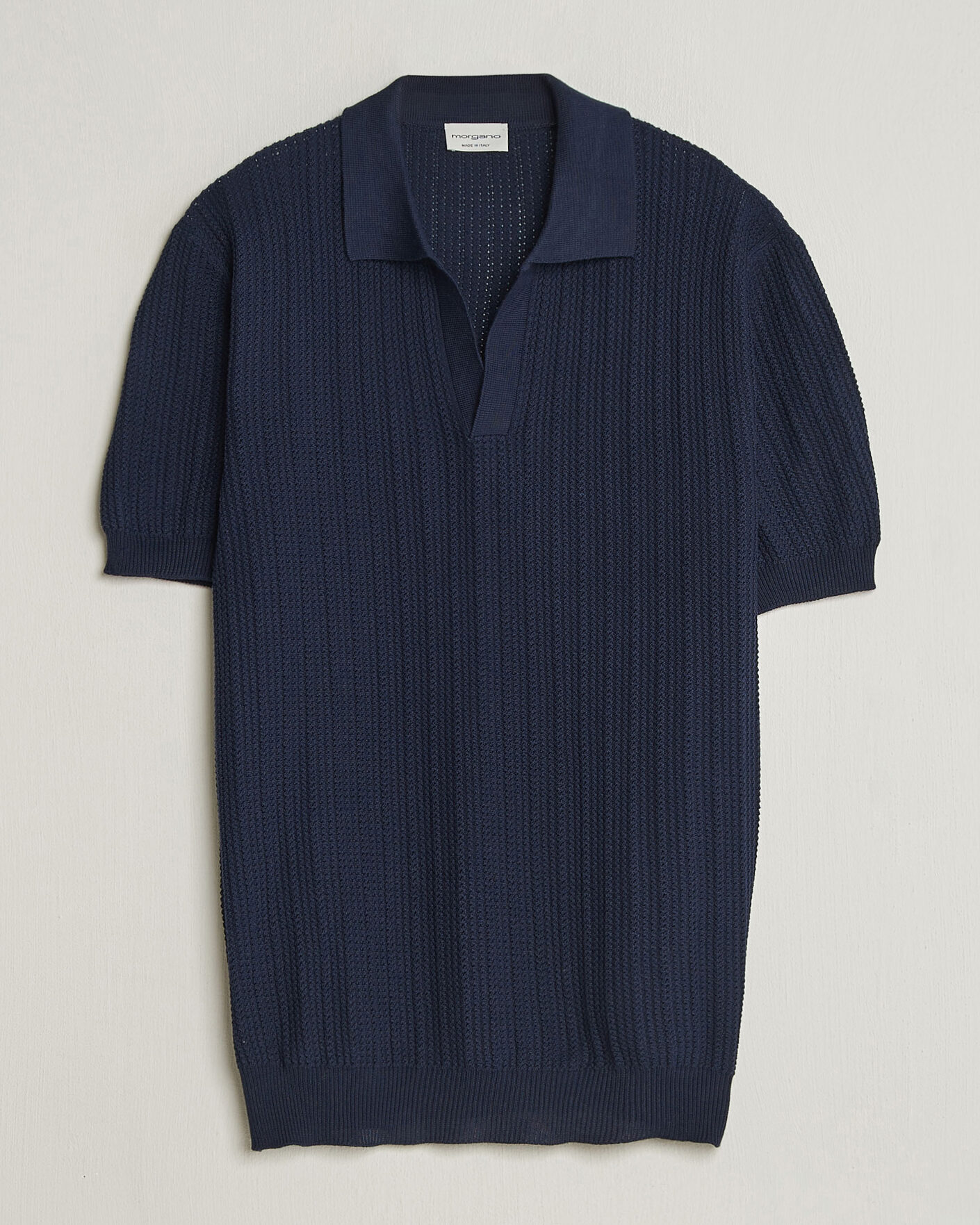 Herre | Polotrøjer | Morgano | Structured Knitted Polo Navy