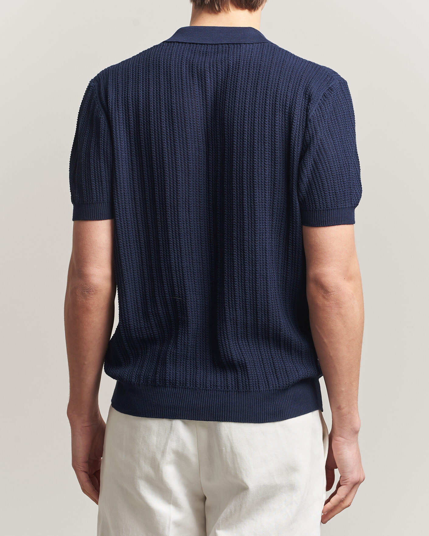 Herre | Polotrøjer | Morgano | Structured Knitted Polo Navy