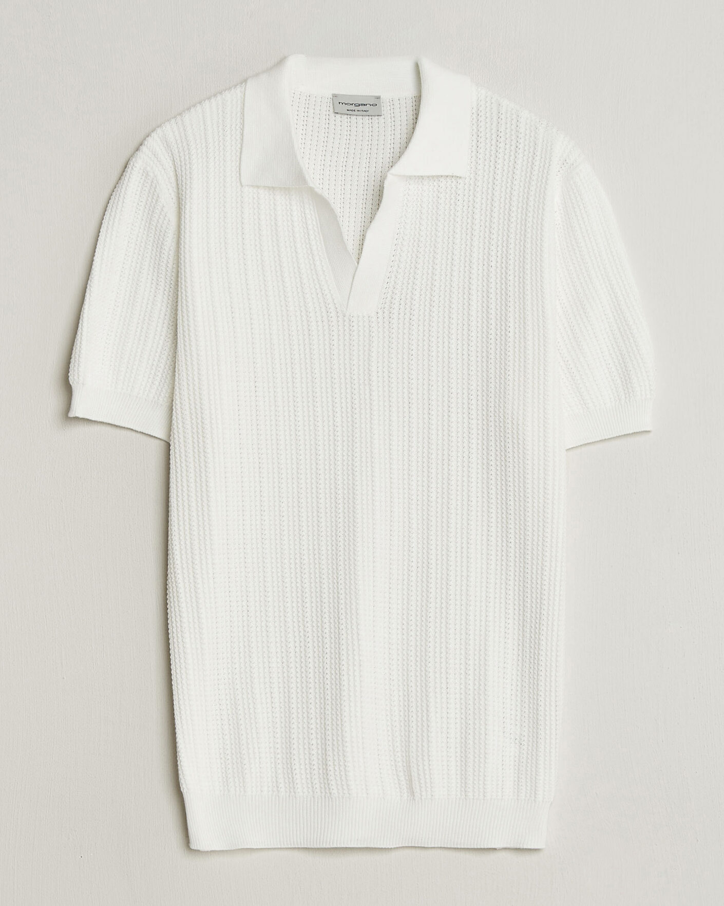 Herre | Polotrøjer | Morgano | Structured Knitted Polo White