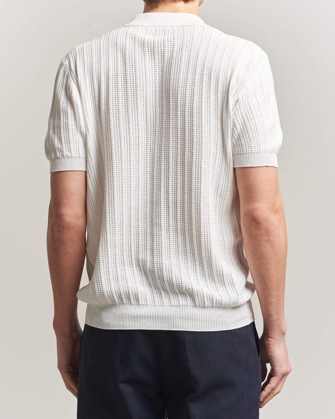 Herre | Polotrøjer | Morgano | Structured Knitted Polo White