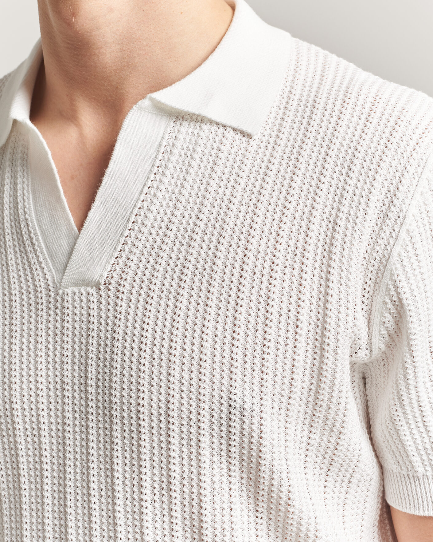 Herre | Polotrøjer | Morgano | Structured Knitted Polo White