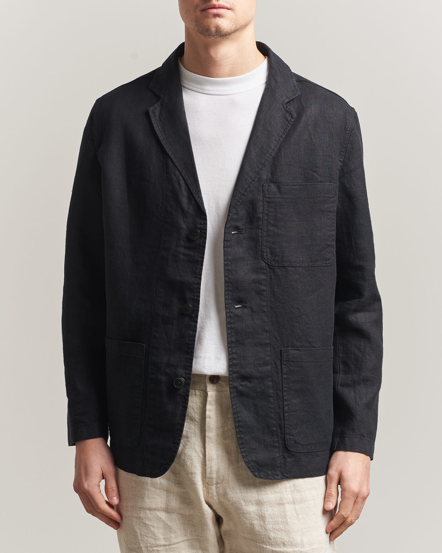 Herre | Blazere & jakker | KnowledgeCotton Apparel | Linen Blazer Black