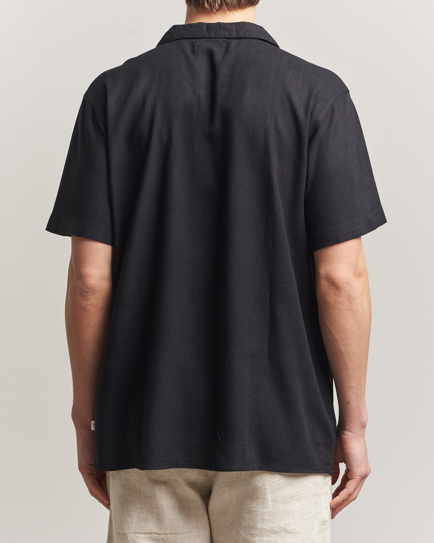 Herre | Skjorter | KnowledgeCotton Apparel | Linen/Lyocell Resort Shirt Black