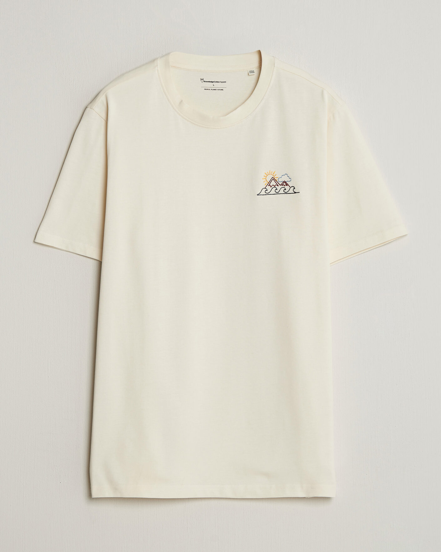 Herre | T-Shirts | KnowledgeCotton Apparel | Chest Print T-Shirt Egret