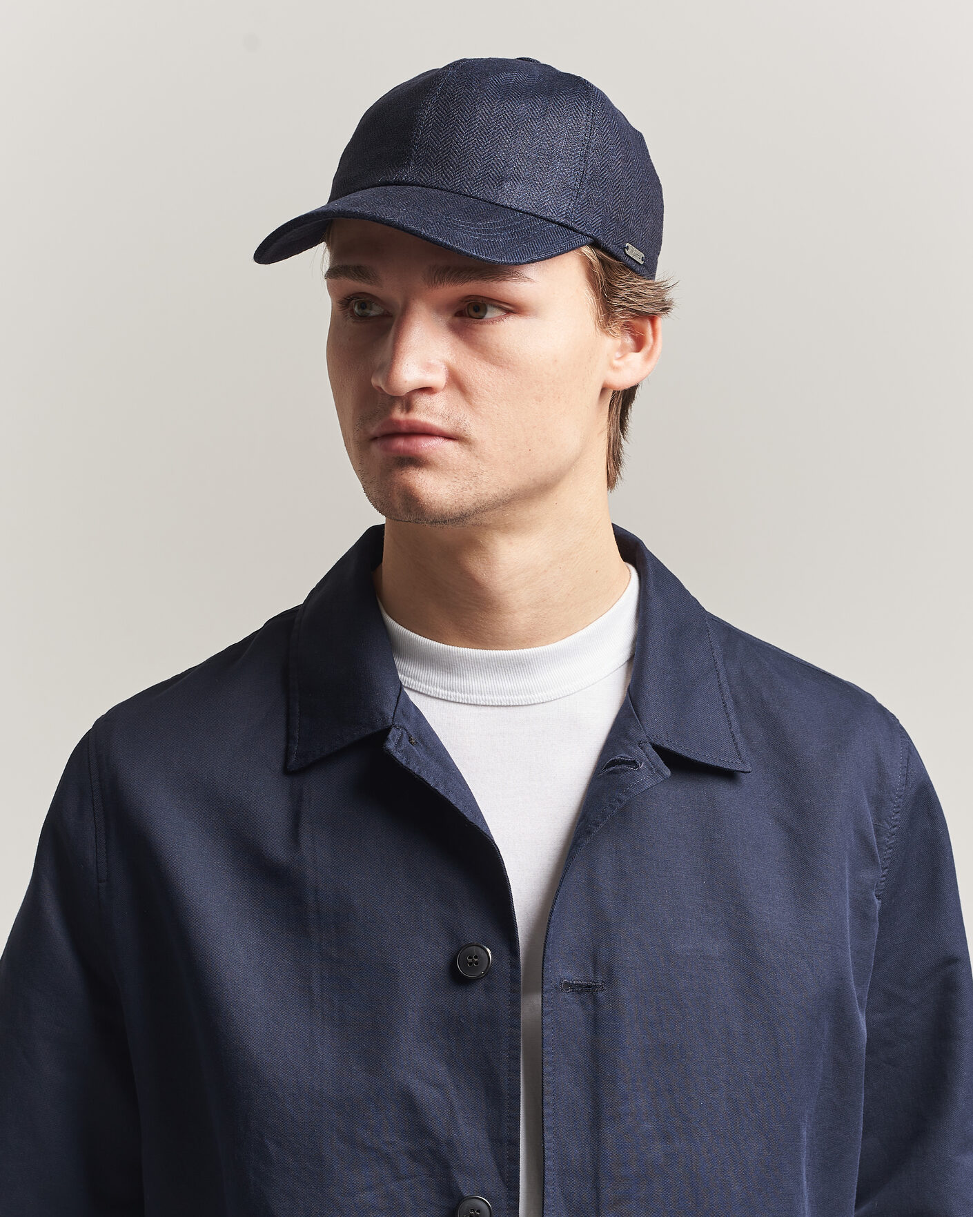 Herre | Hatte & kasketter | Wigéns | Baseball Linen Herringbone Cap Navy