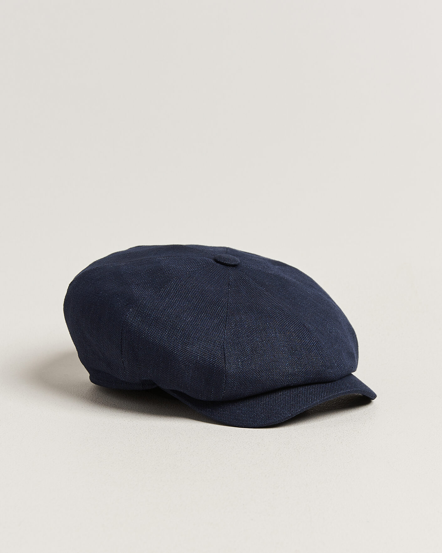 Herre | Hatte & kasketter | Wigéns | Newsboy Retro Hopsack Linen Cap Navy