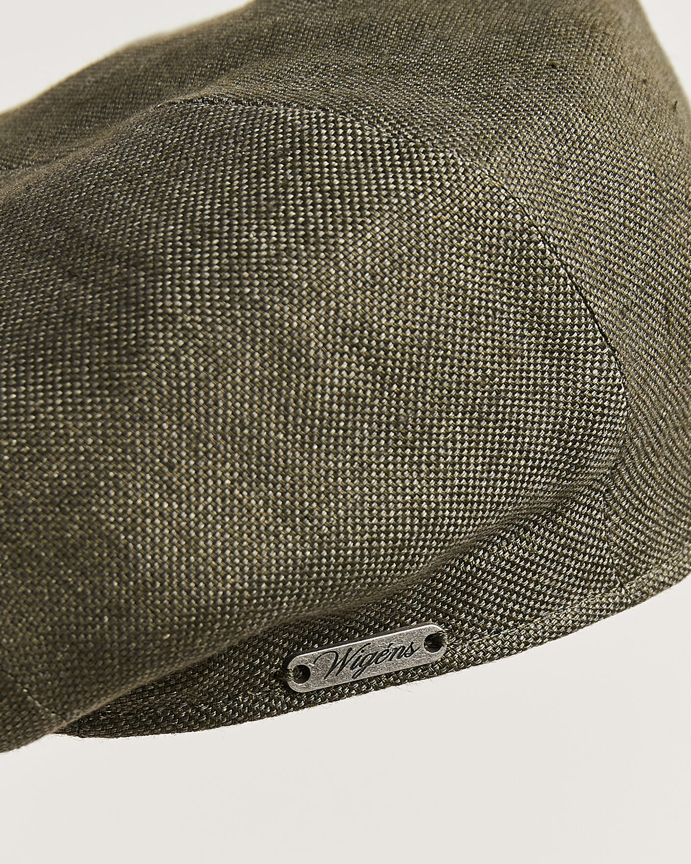 Herre | Hatte & kasketter | Wigéns | Newsboy Retro Hopsack Linen Cap Dark Olive