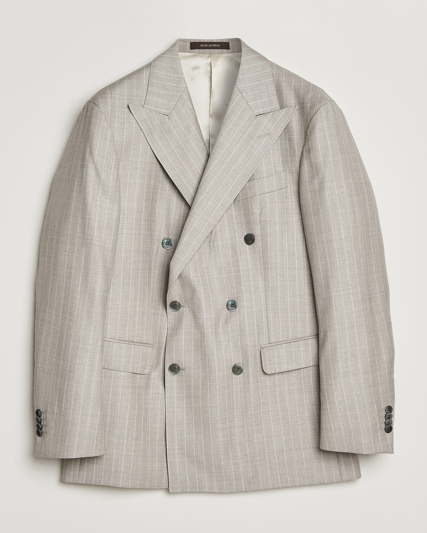 Herre | Blazere & jakker | Oscar Jacobson | Richard Striped Wool Blazer Beige