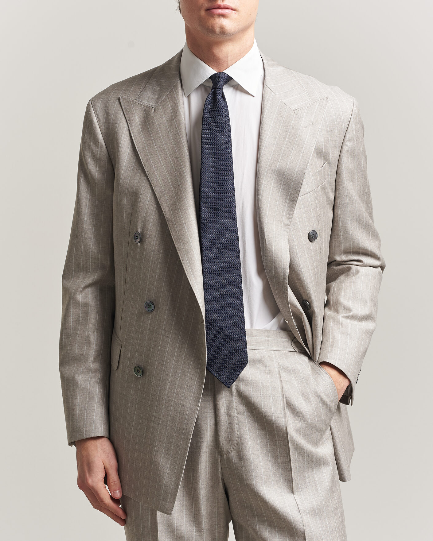 Herre | Blazere & jakker | Oscar Jacobson | Richard Striped Wool Blazer Beige