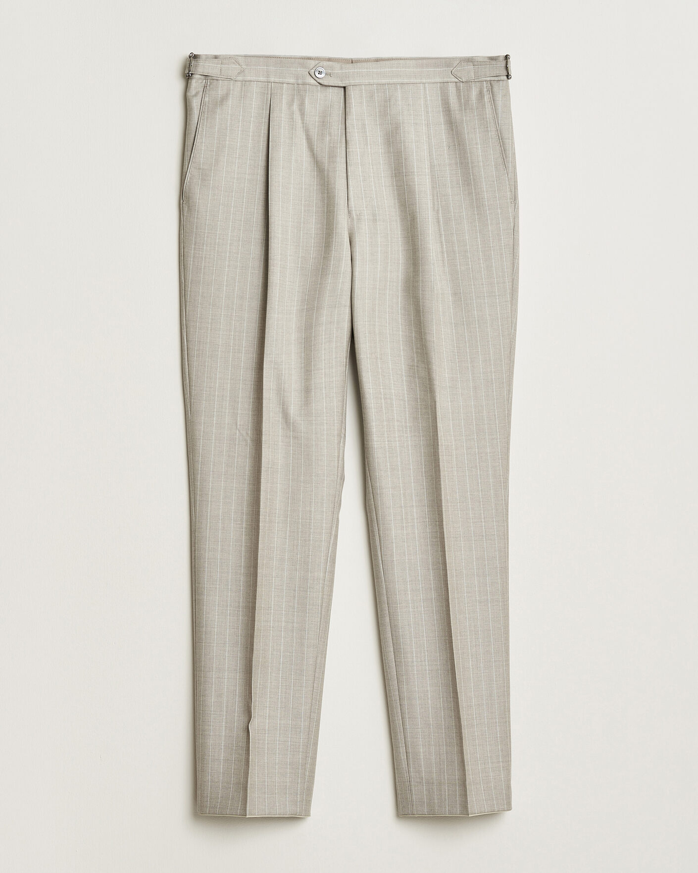 Herre | Bukser | Oscar Jacobson | Delon Striped Wool Trousers Beige