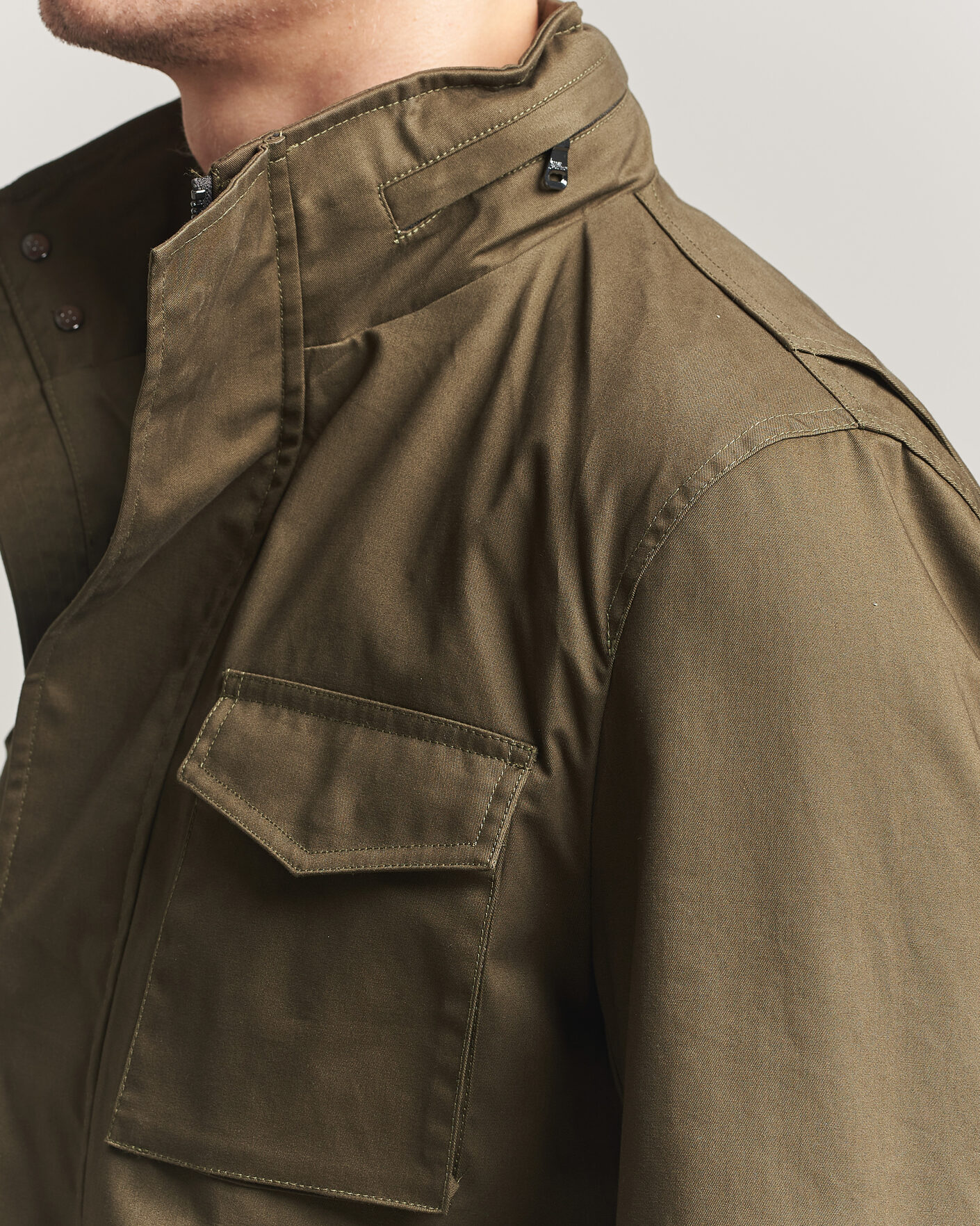 Herre | Jakker | Oscar Jacobson | M65 Coated Cotton Field Jacket Olive