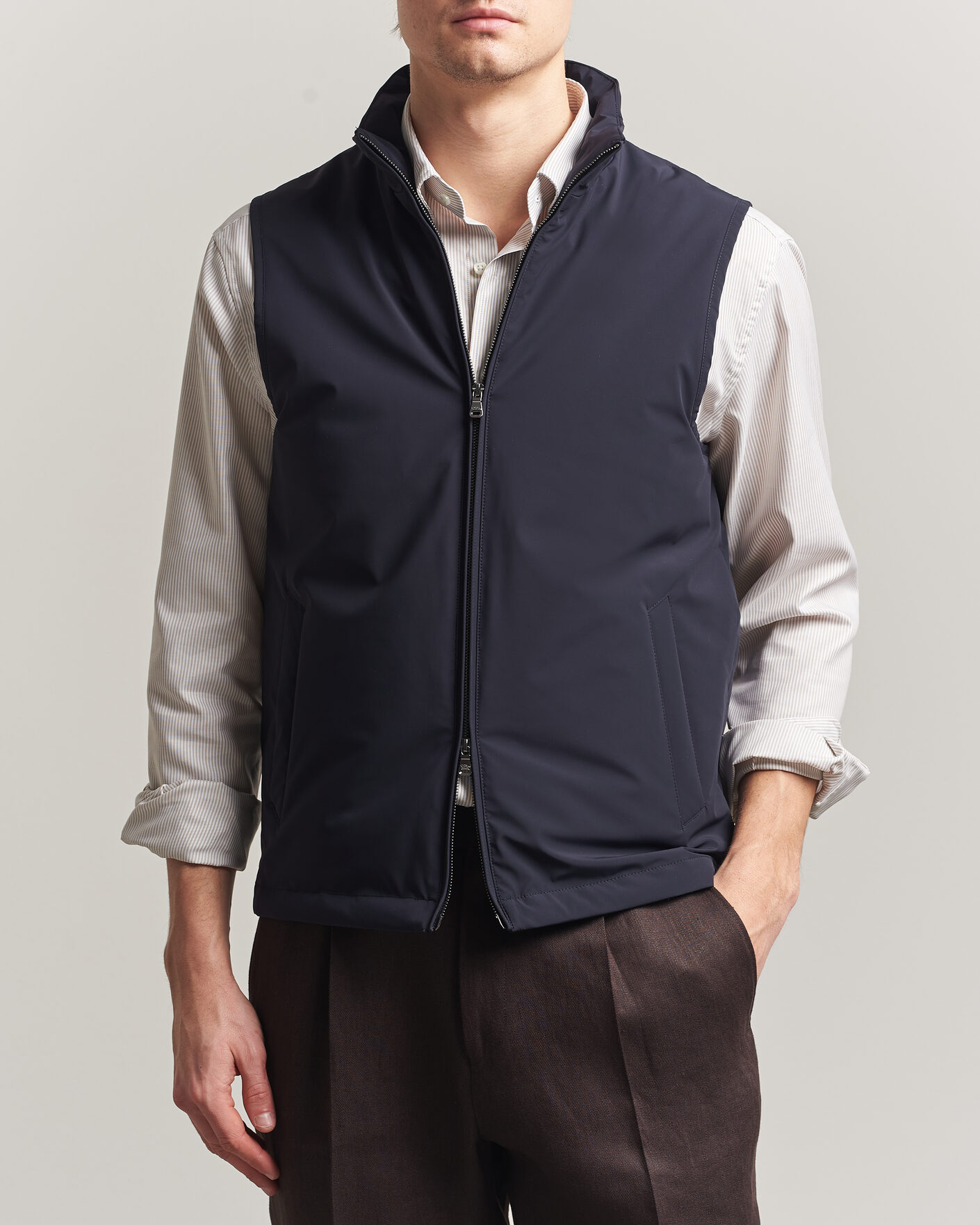 Herre | Veste | Oscar Jacobson | Light Zipped Waistcoat Navy