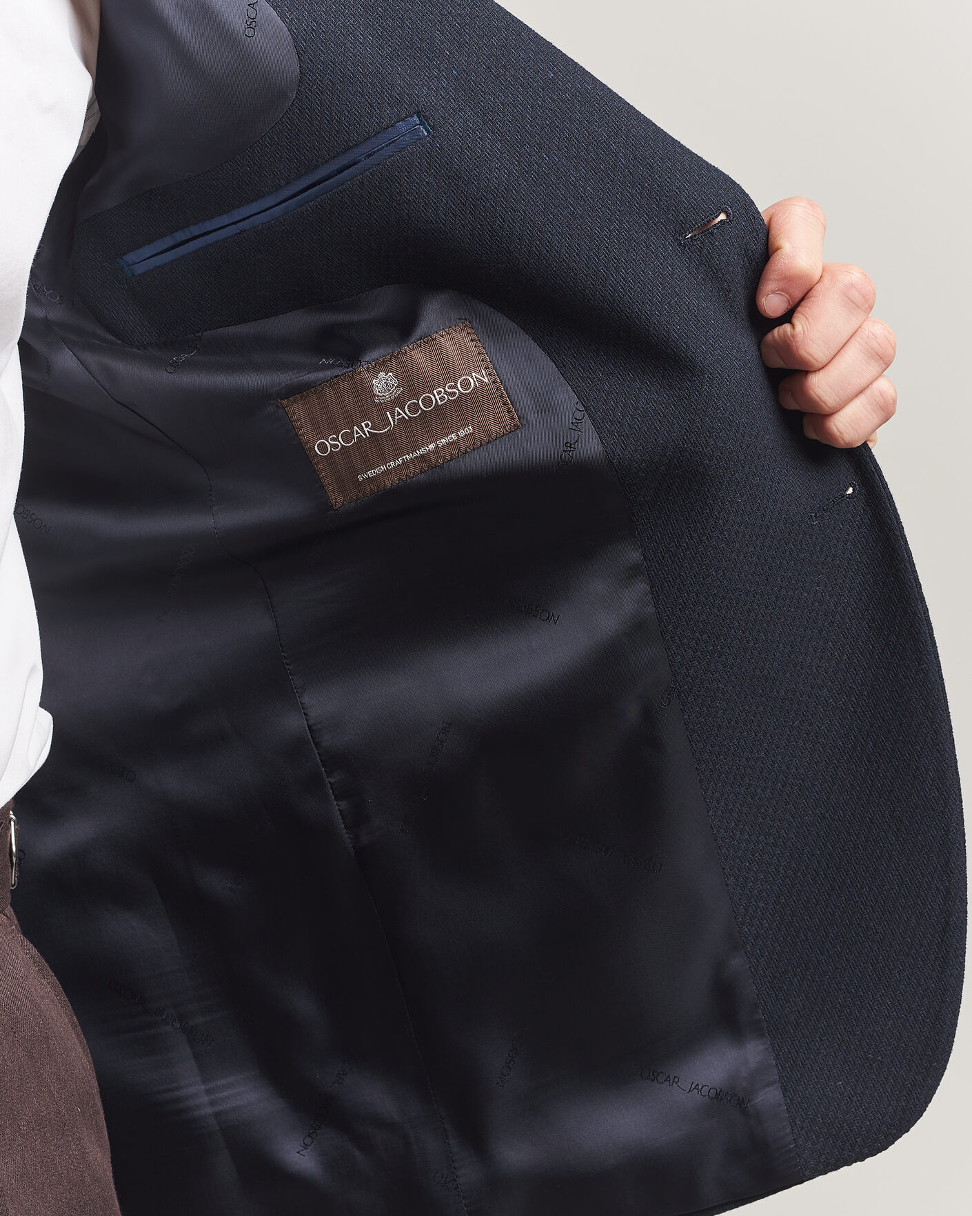 Herre | Blazere & jakker | Oscar Jacobson | Fogerty Patch Structure Cotton Blazer Navy