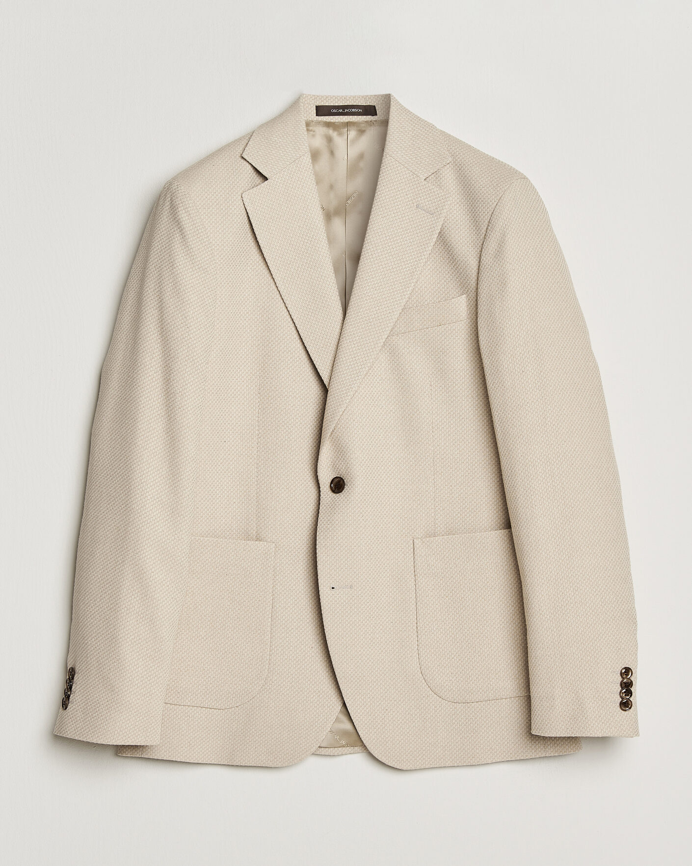 Herre | Blazere & jakker | Oscar Jacobson | Fogerty Patch Structure Cotton Blazer Beige