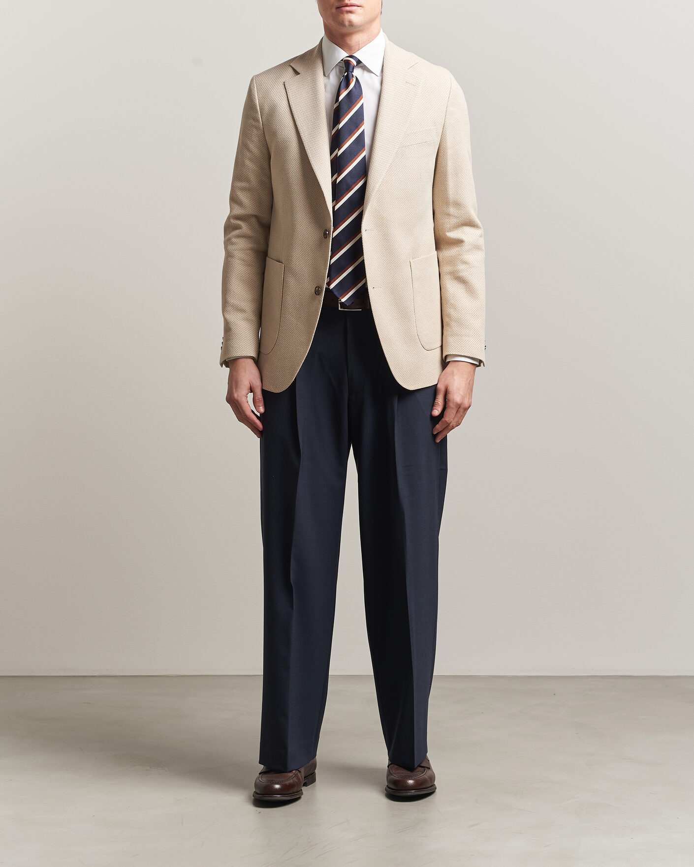 Herre | Blazere & jakker | Oscar Jacobson | Fogerty Patch Structure Cotton Blazer Beige