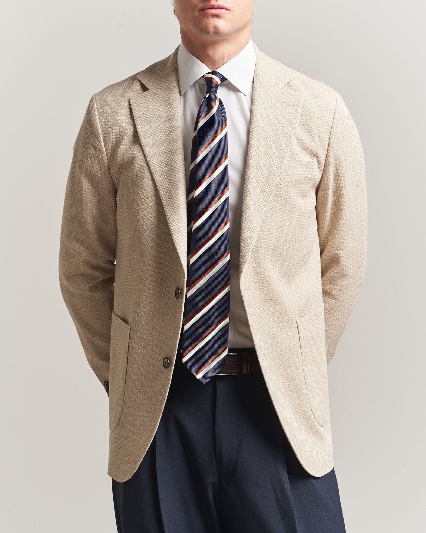 Herre | Blazere & jakker | Oscar Jacobson | Fogerty Patch Structure Cotton Blazer Beige