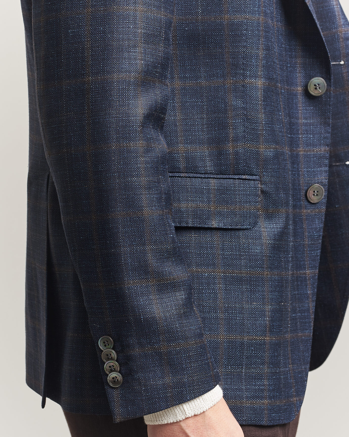 Herre | Blazere & jakker | Oscar Jacobson | Ferry Patch Loro Piana Summertime Checked Blazer Navy