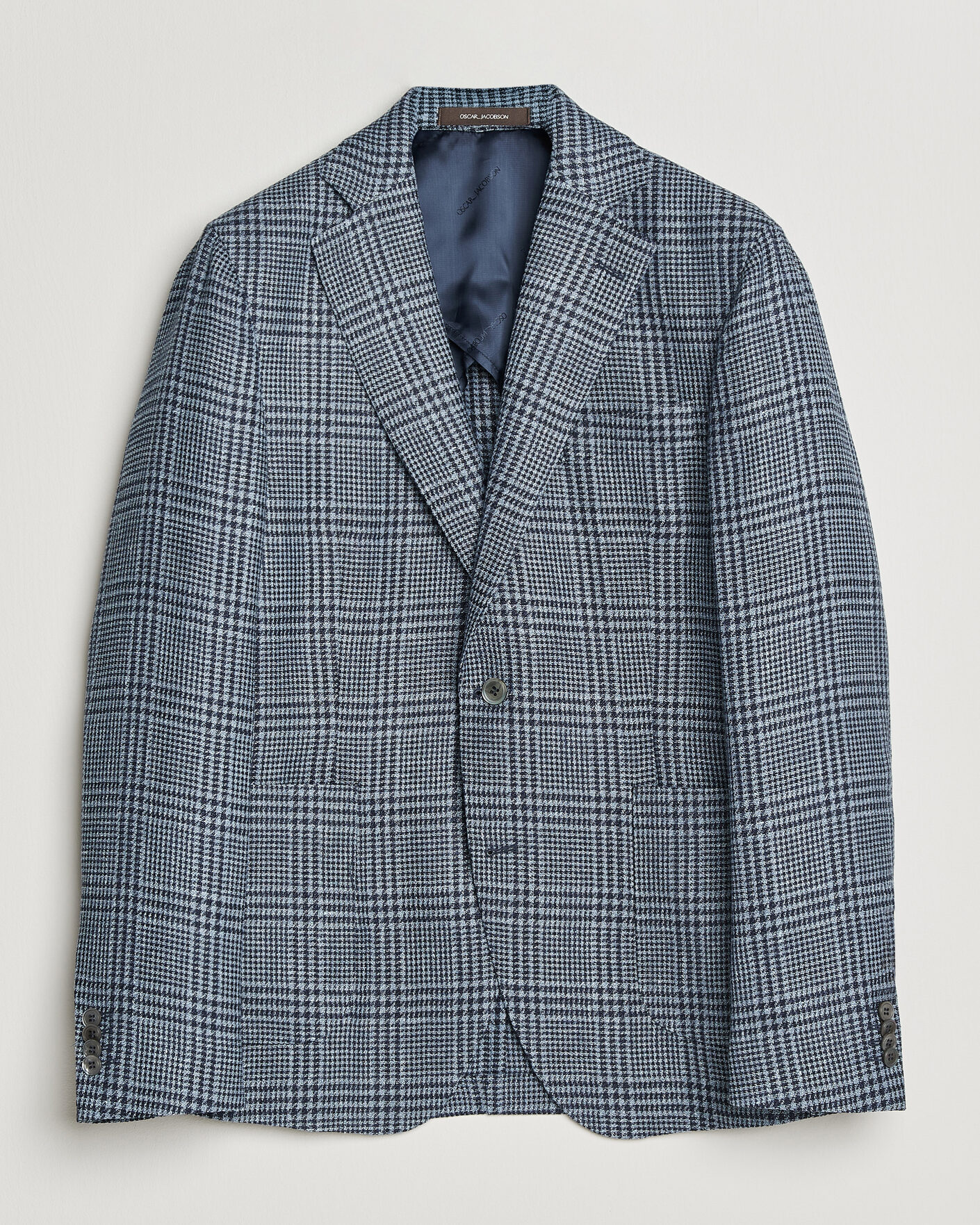 Herre | Blazere & jakker | Oscar Jacobson | Ferry Patch Soft Checked Linen/Wool Blazer Blue