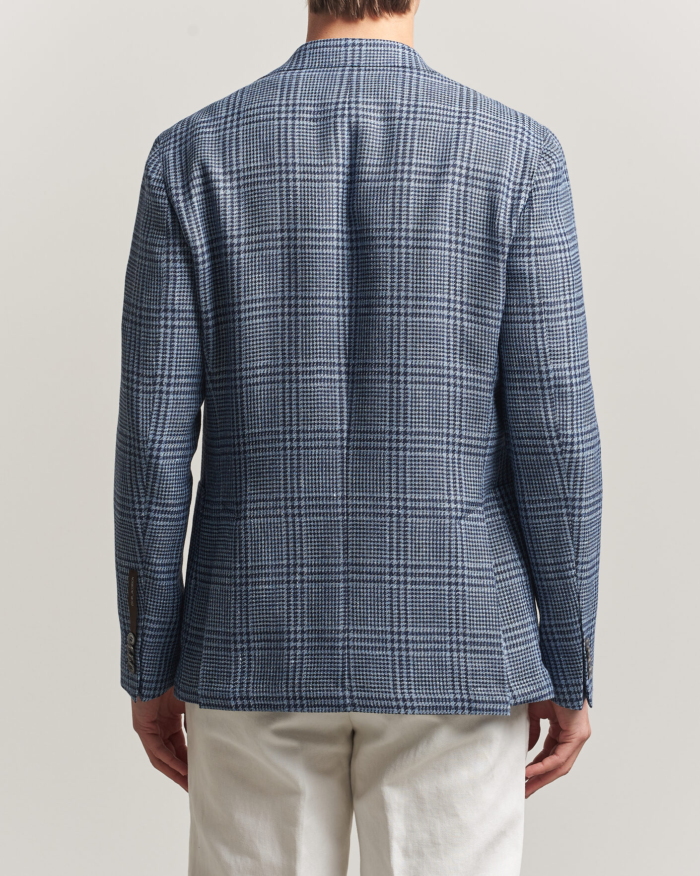Herre | Blazere & jakker | Oscar Jacobson | Ferry Patch Soft Checked Linen/Wool Blazer Blue