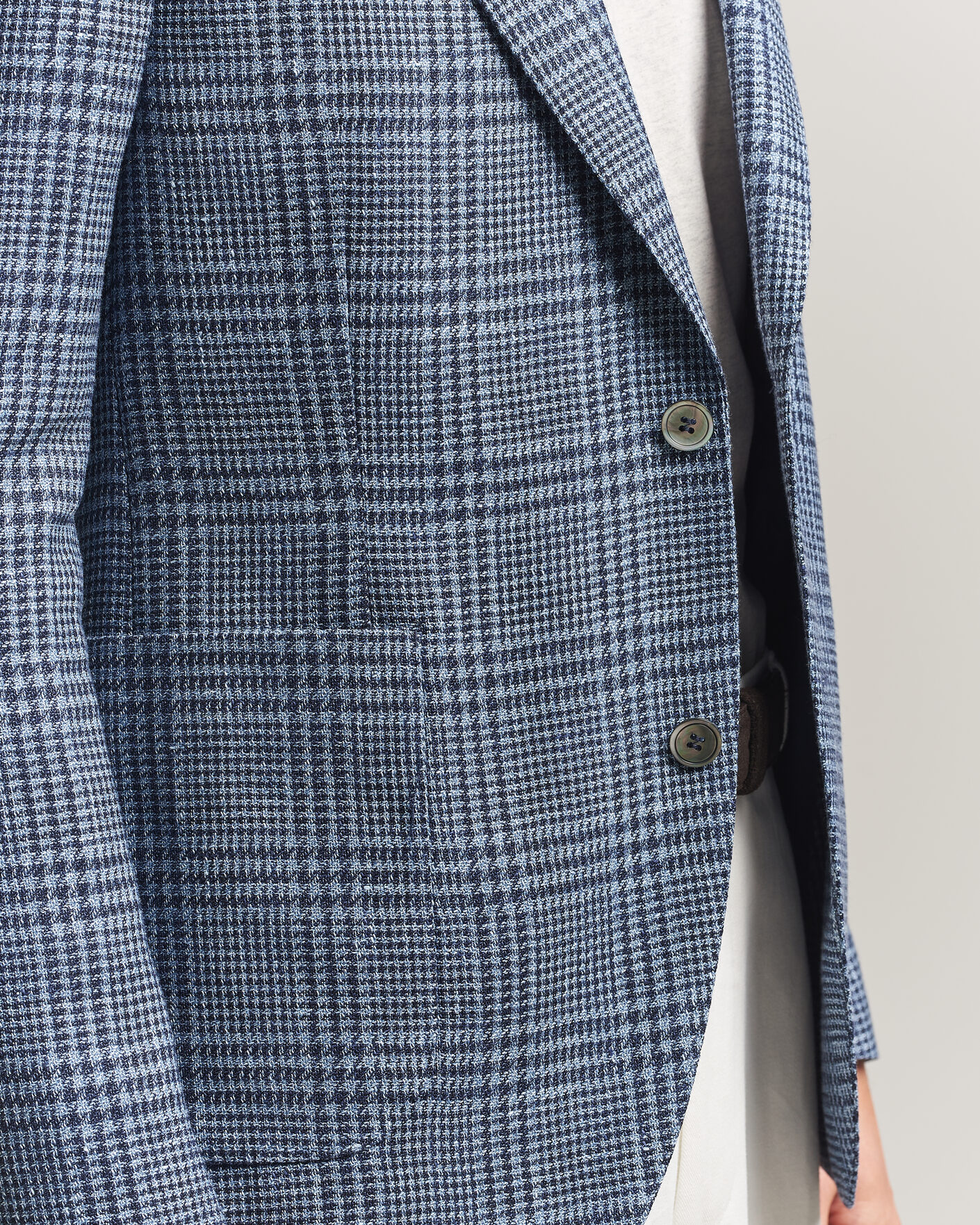 Herre | Blazere & jakker | Oscar Jacobson | Ferry Patch Soft Checked Linen/Wool Blazer Blue