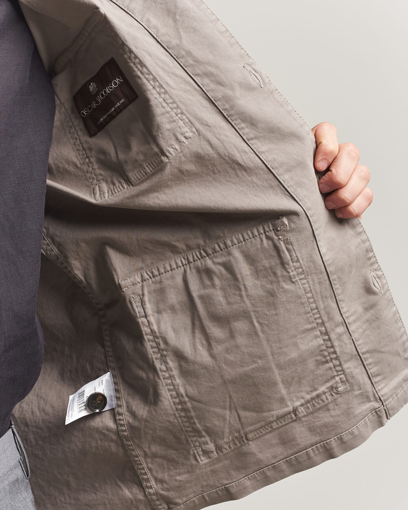 Herre | Skjorter | Oscar Jacobson | Safari Cotton Shirt Jacket Grey