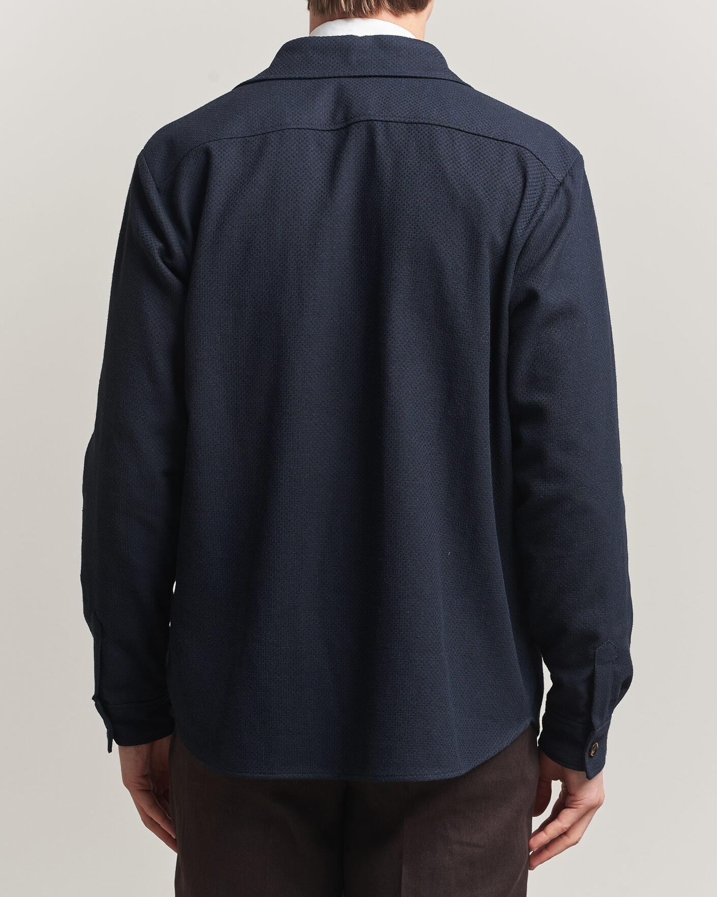 Herre | Skjorter | Oscar Jacobson | Magnus Structure Cotton Overshirt Navy
