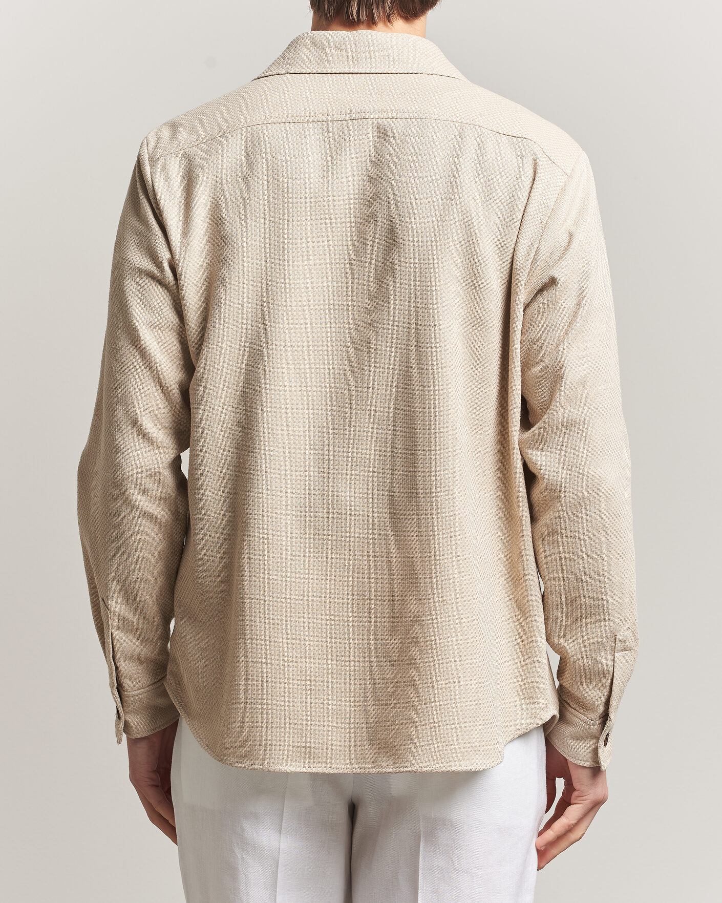 Herre | Skjorter | Oscar Jacobson | Magnus Structure Cotton Overshirt Beige
