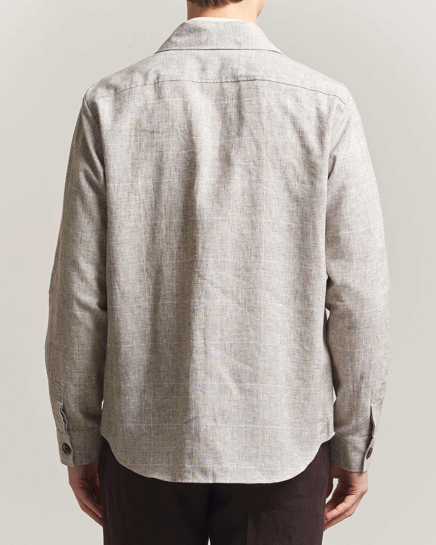 Herre | Skjorter | Oscar Jacobson | Magnus Checked Linen Overshirt Beige