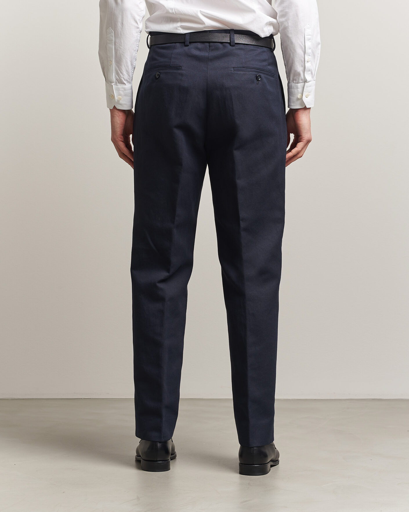 Herre | Bukser | Oscar Jacobson | Del Cotton/Linen Trousers Navy