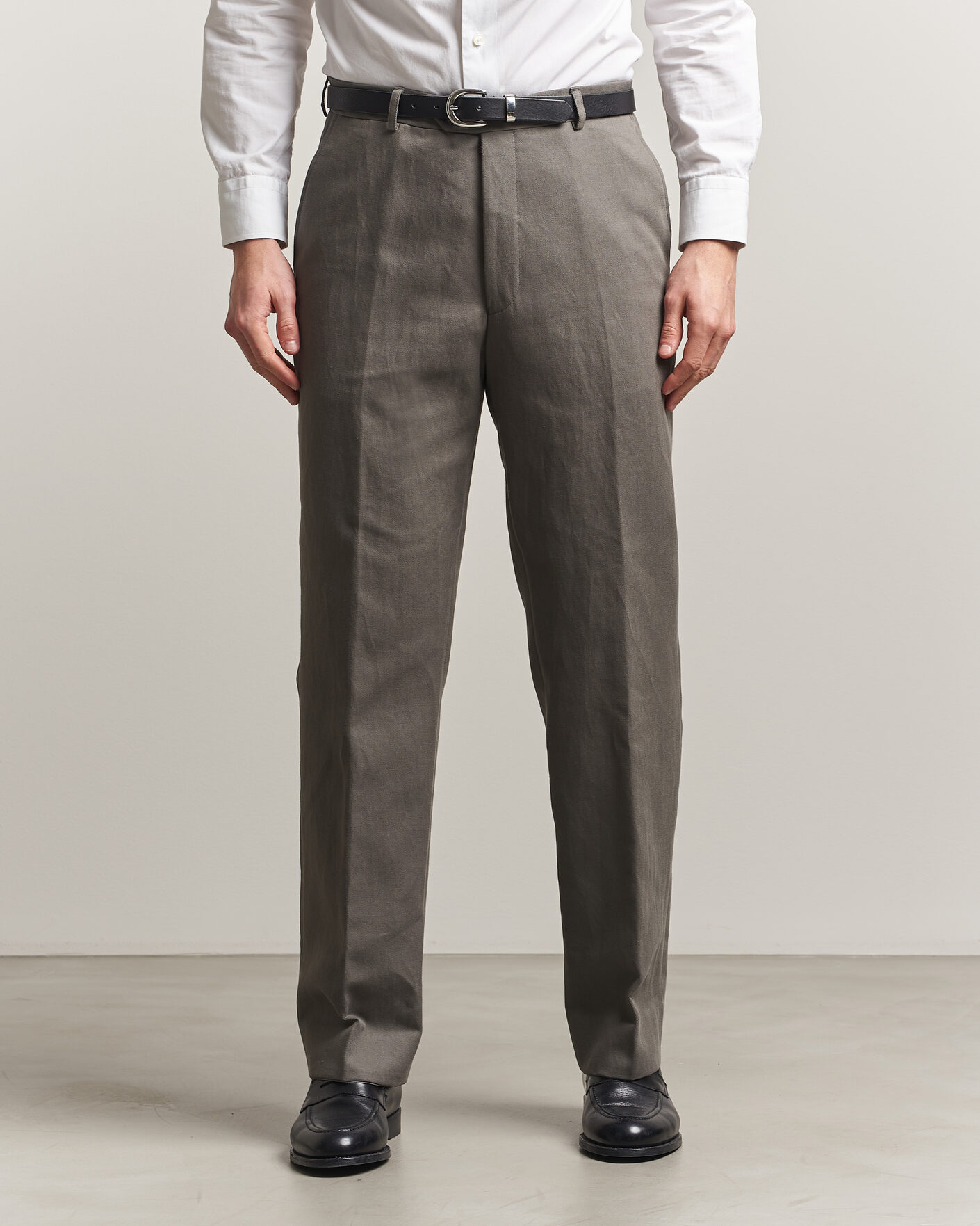 Herre | Bukser | Oscar Jacobson | Del Cotton/Linen Trousers Olive