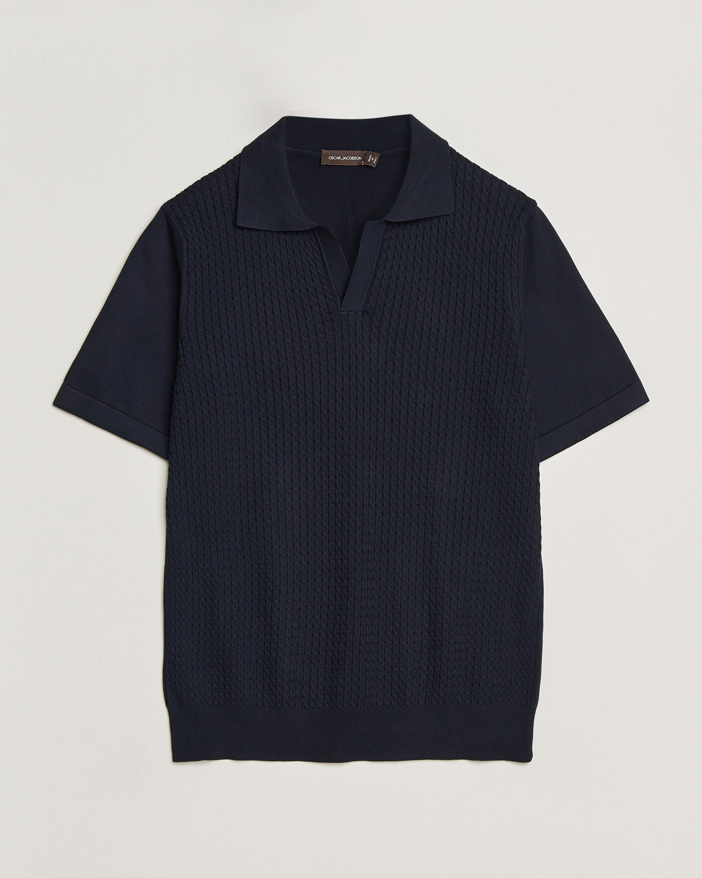 Herre | Polotrøjer | Oscar Jacobson | Alf Structured Cotton Polo Navy