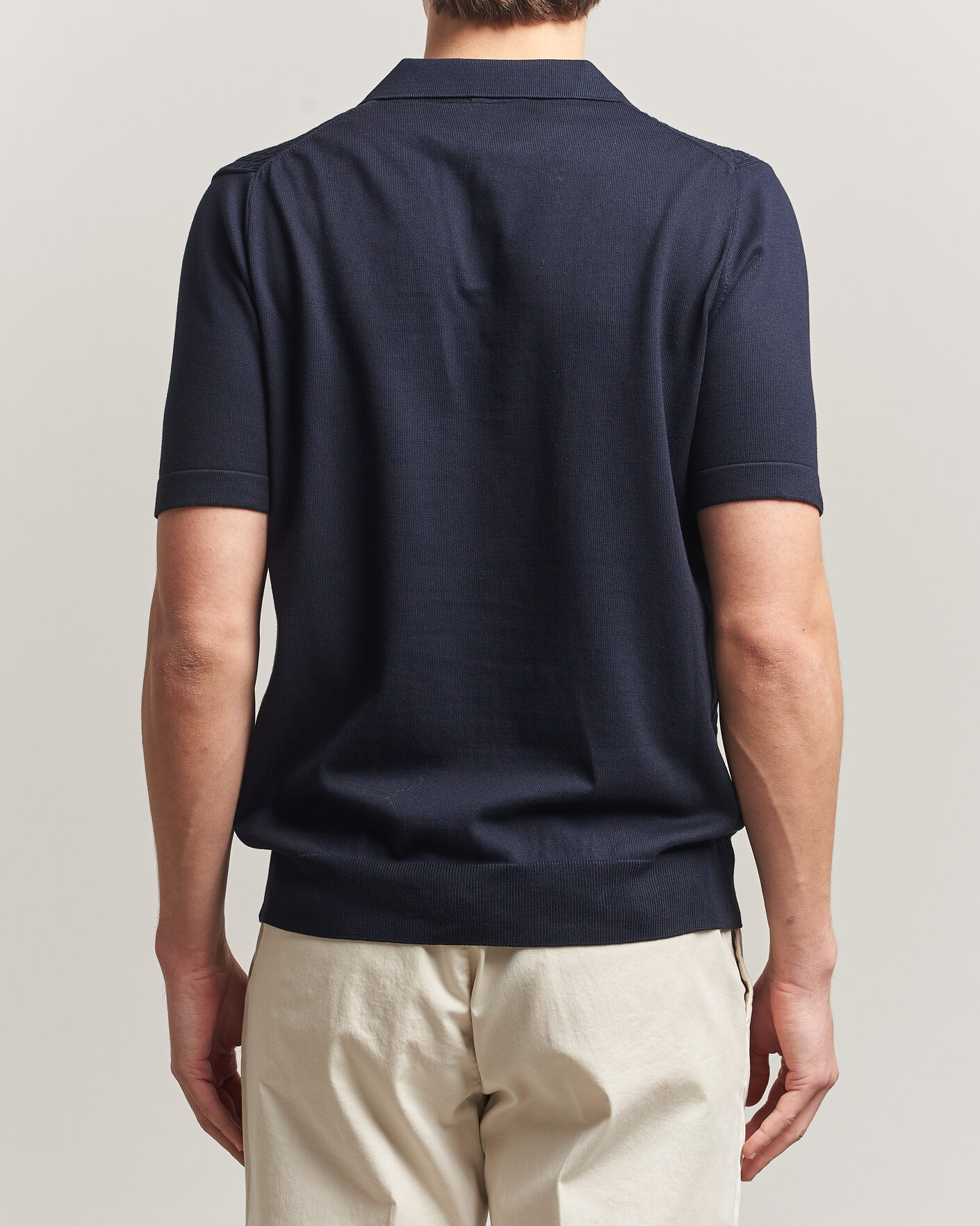 Herre | Polotrøjer | Oscar Jacobson | Alf Structured Cotton Polo Navy