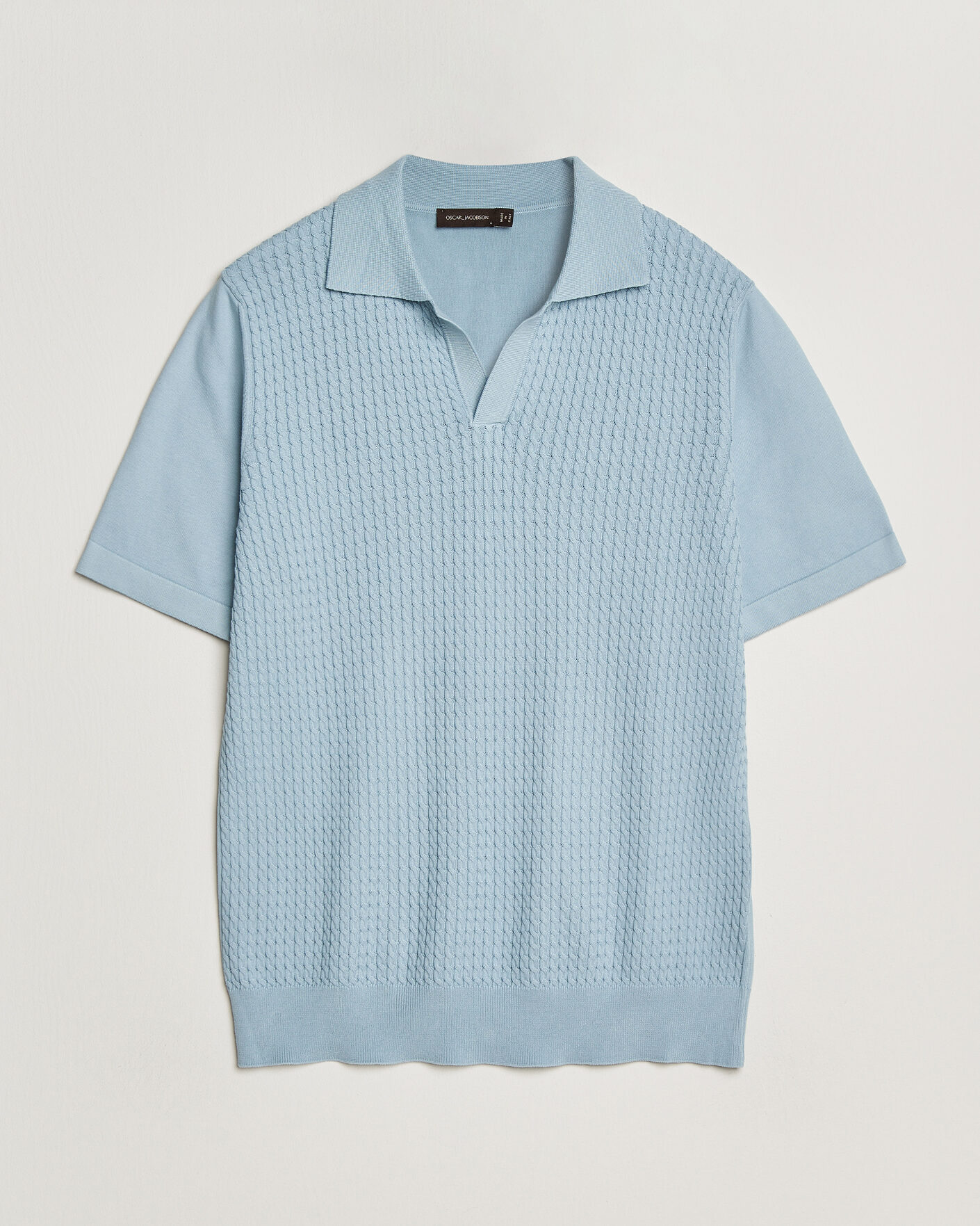 Herre | Polotrøjer | Oscar Jacobson | Alf Structured Cotton Polo Light Blue