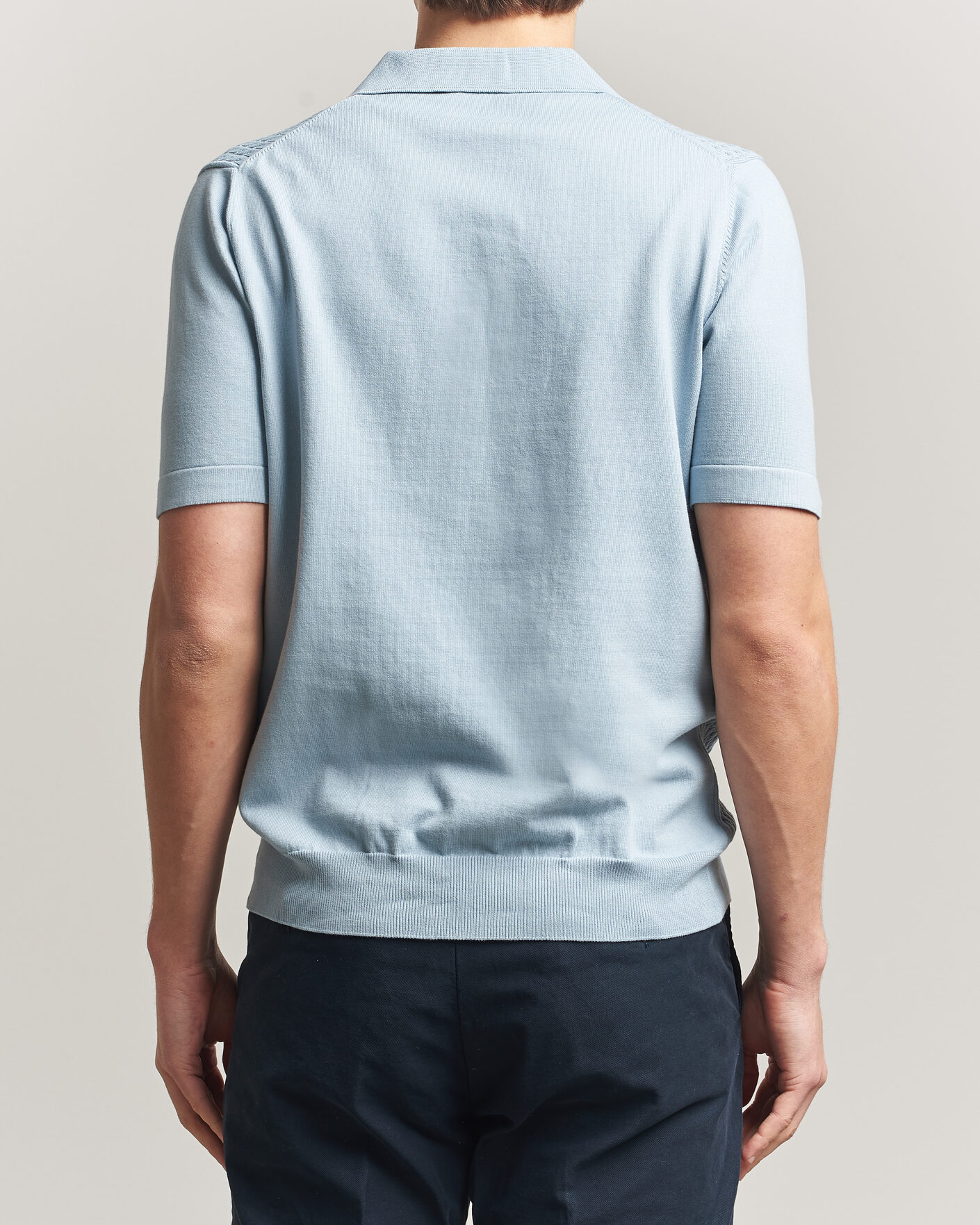 Herre | Polotrøjer | Oscar Jacobson | Alf Structured Cotton Polo Light Blue