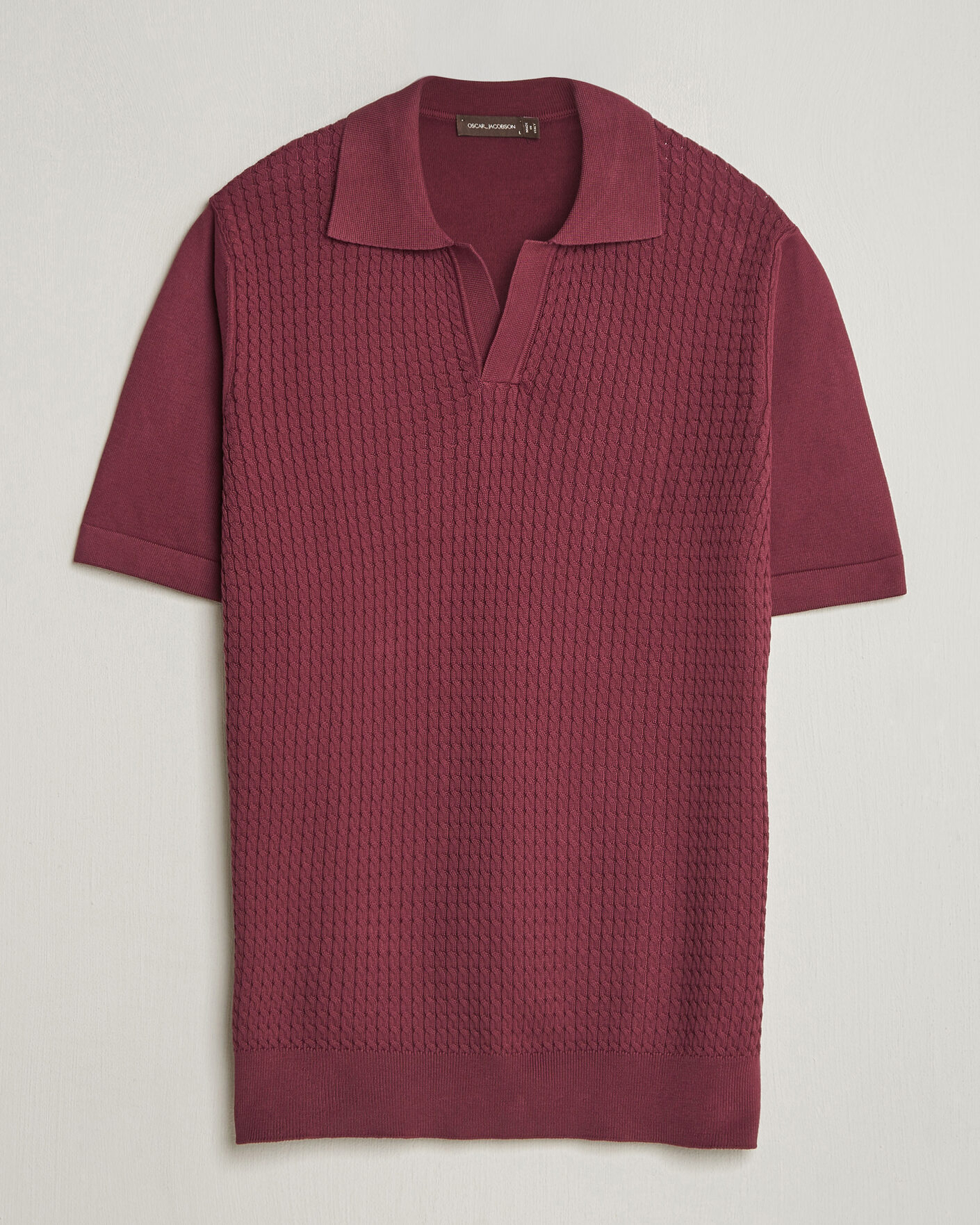 Herre | Polotrøjer | Oscar Jacobson | Alf Structured Cotton Polo Wine Red