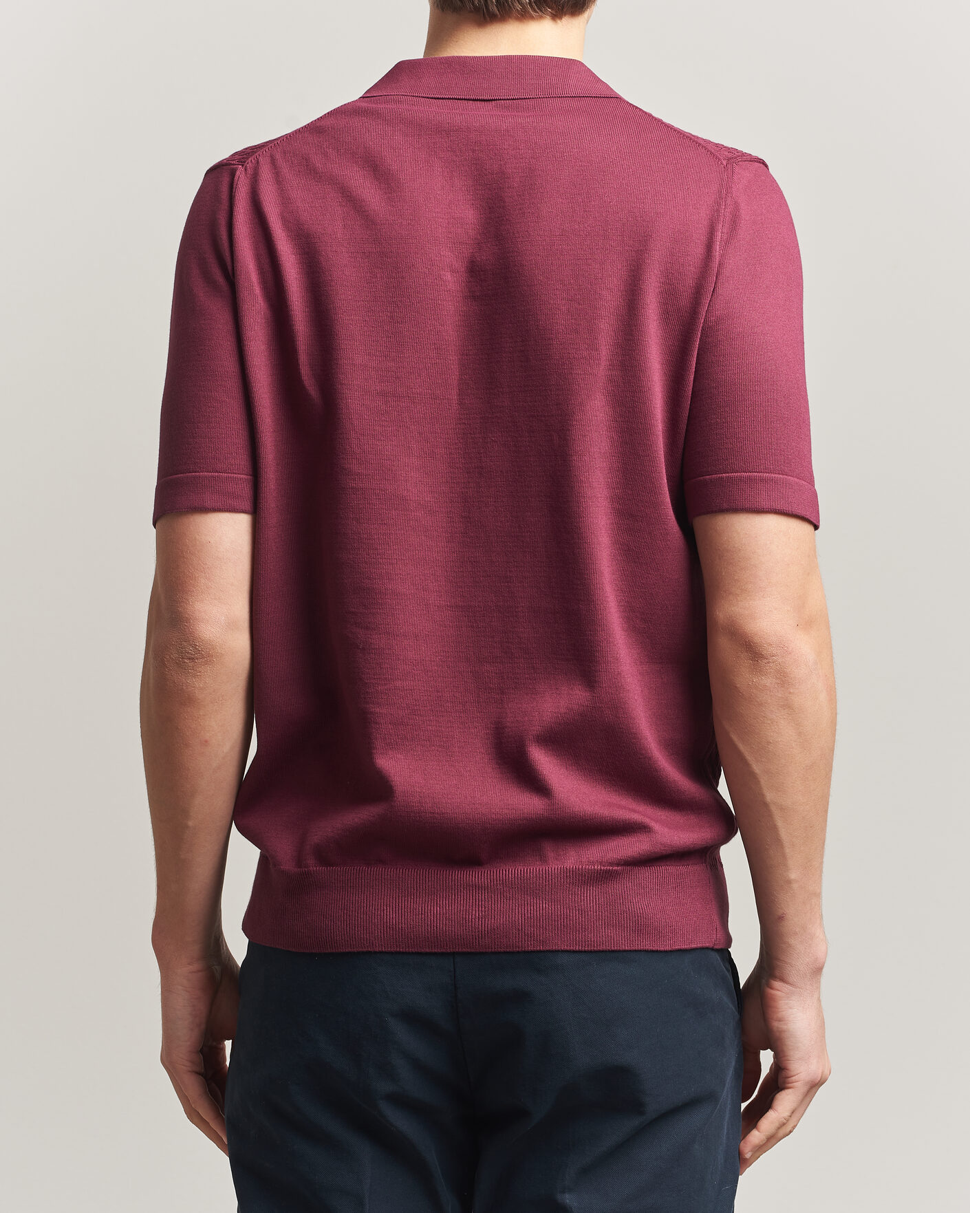 Herre | Polotrøjer | Oscar Jacobson | Alf Structured Cotton Polo Wine Red