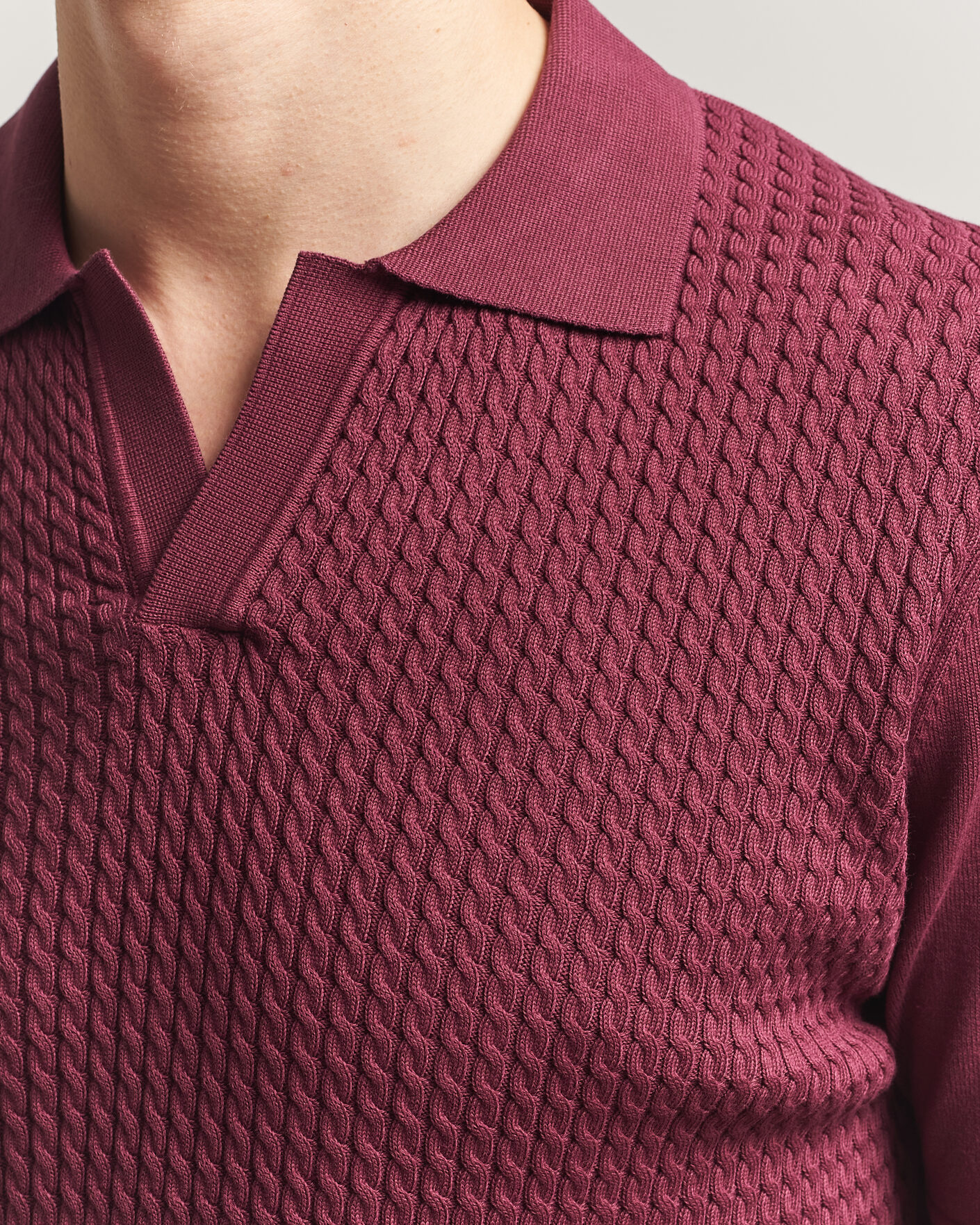 Herre | Polotrøjer | Oscar Jacobson | Alf Structured Cotton Polo Wine Red