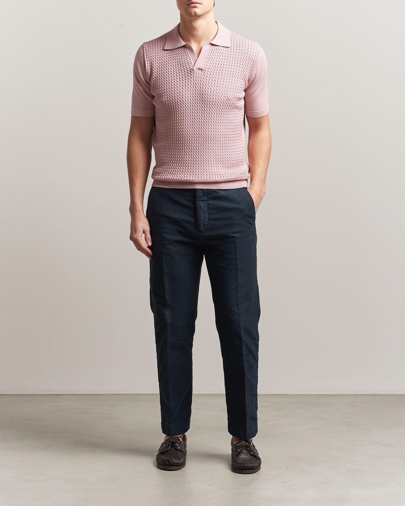 Herre | Polotrøjer | Oscar Jacobson | Alf Structured Cotton Polo Pink