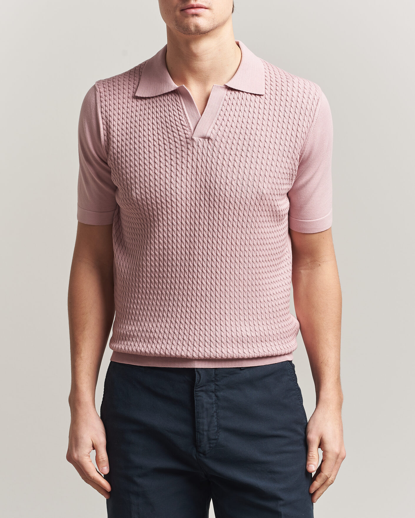 Herre | Polotrøjer | Oscar Jacobson | Alf Structured Cotton Polo Pink